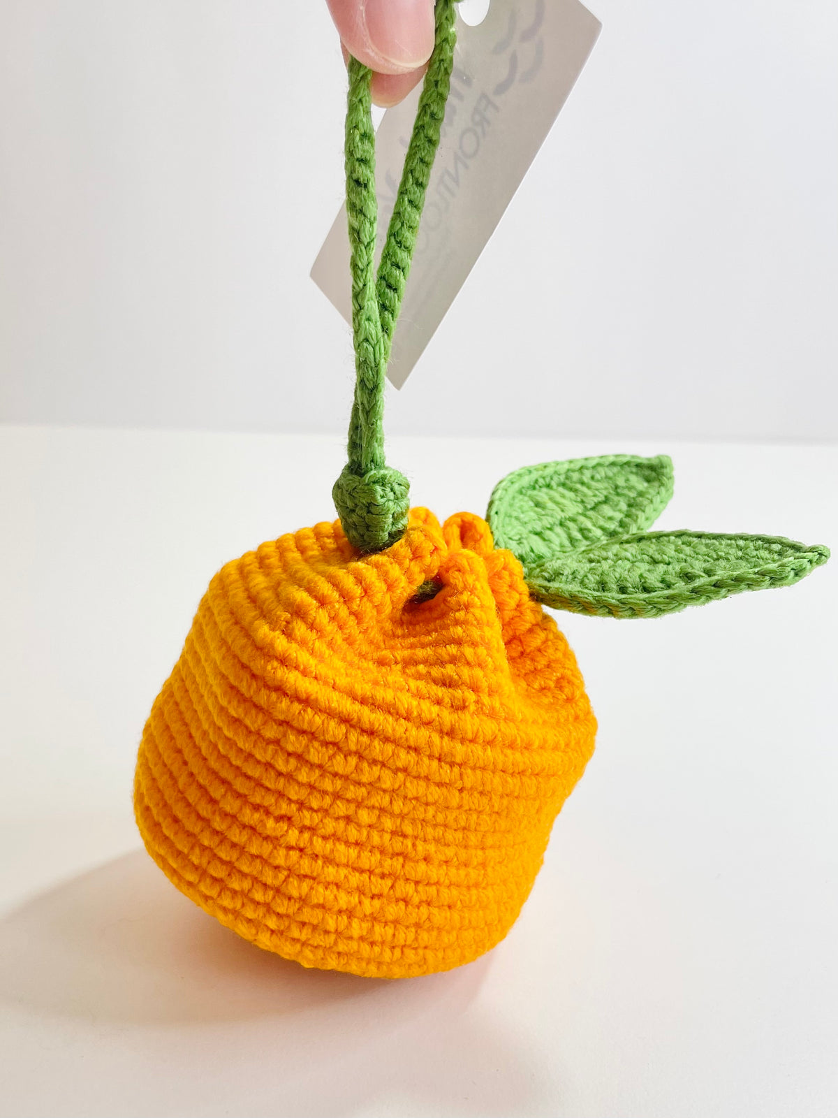 Crocheted Orange Pouch, Handmade Citrus Coin Purse, AirPods Holder, Kawaii Bag