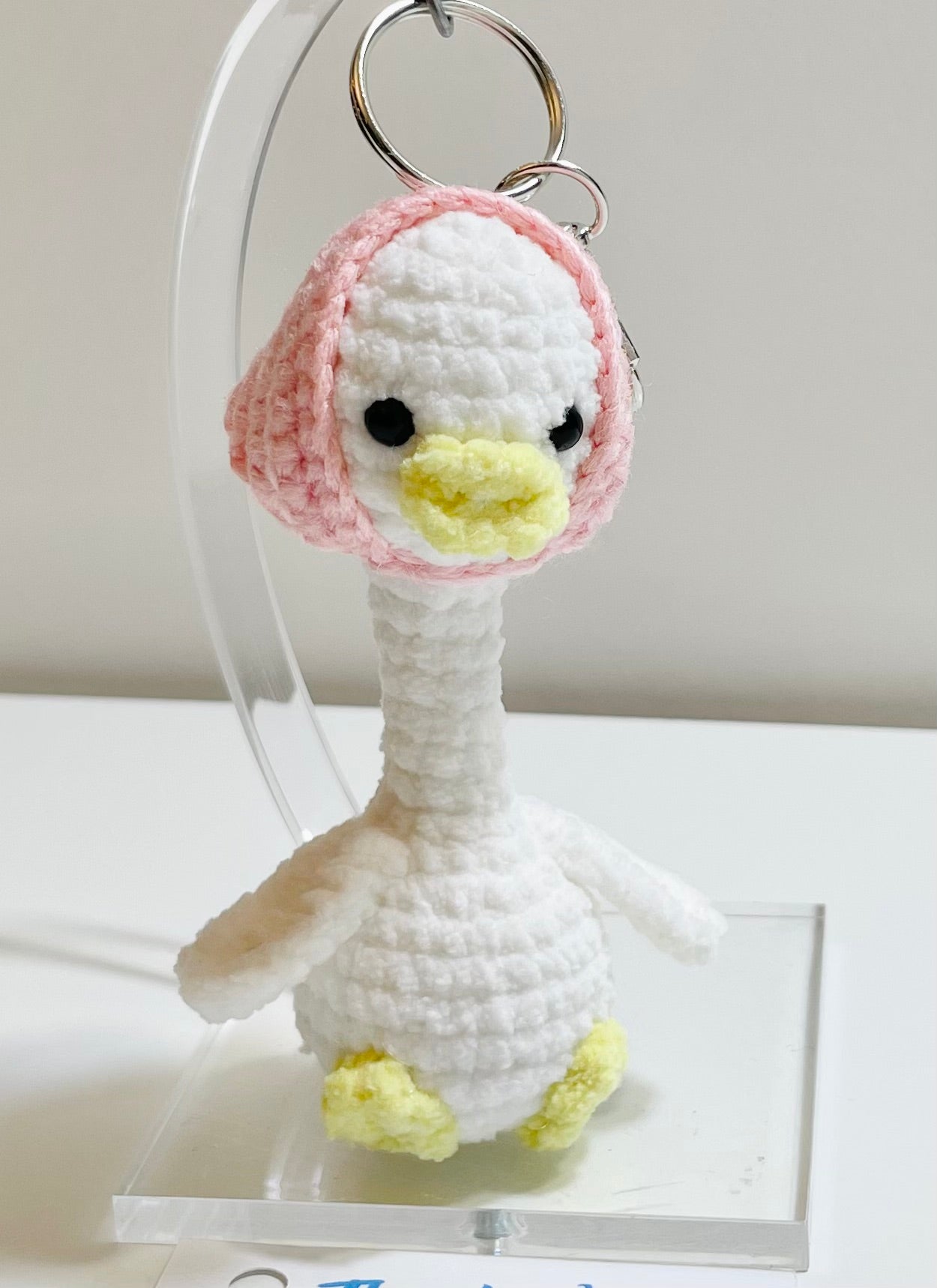 Crochet Mother Duck Keychain with Bandana or Hat | Handmade Amigurumi Duck Bag Charm | Animal Keychain Gift