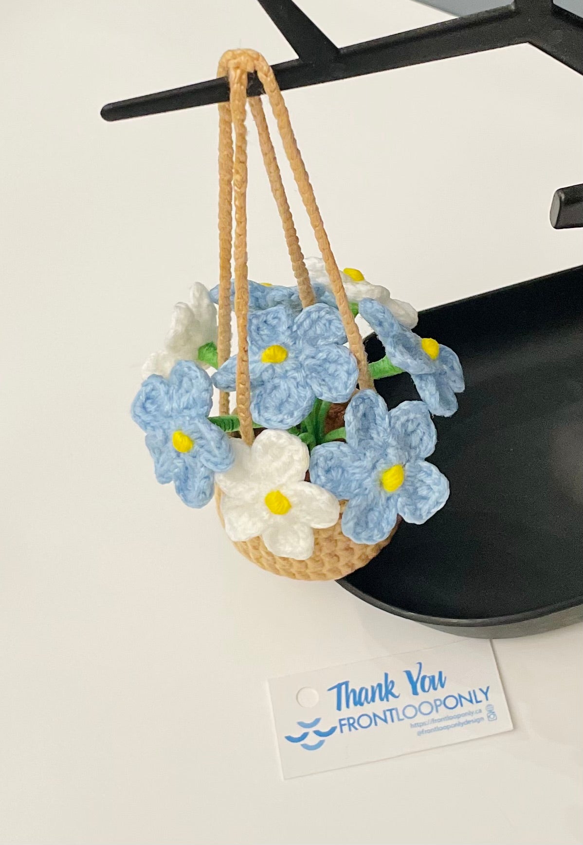 Crochet Car Hanging Flower – Rearview Mirror Car Decor – Handmade Car Accessory – Gift for Plant Lovers