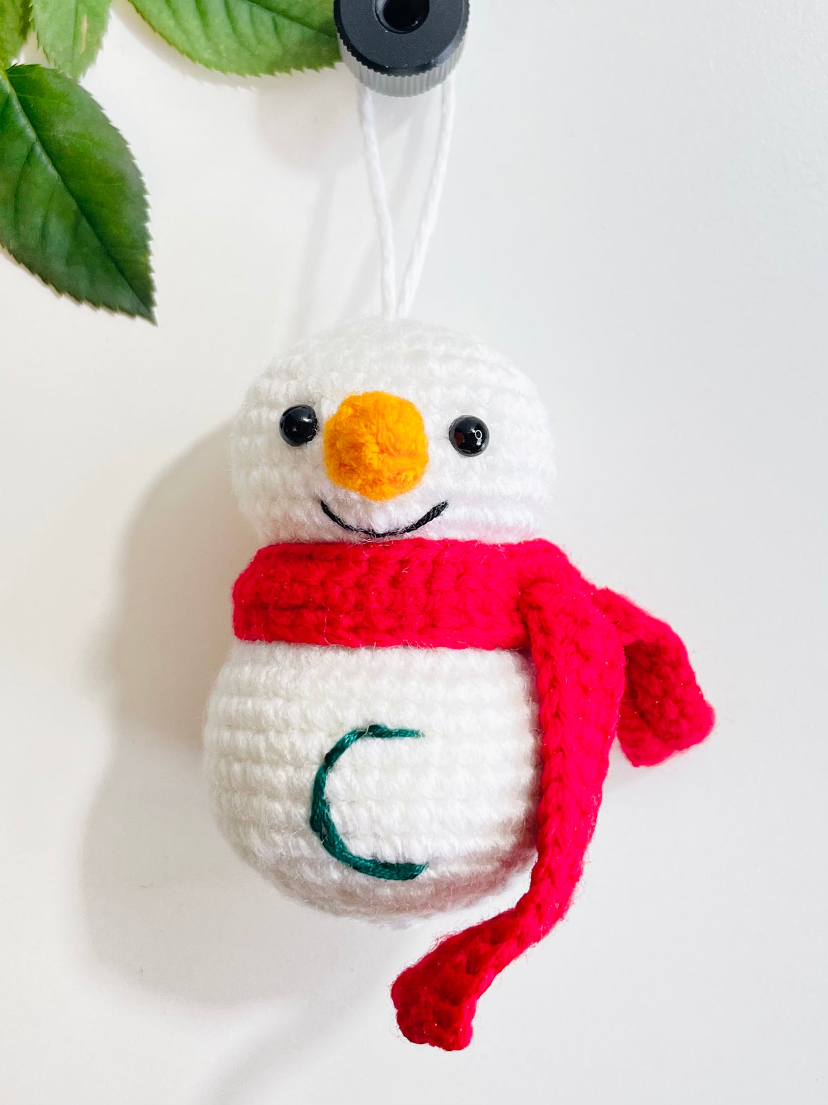 Personalized Crochet Snowman Ornament, Customized Christmas Keepsake, Handmade Tree Decoration