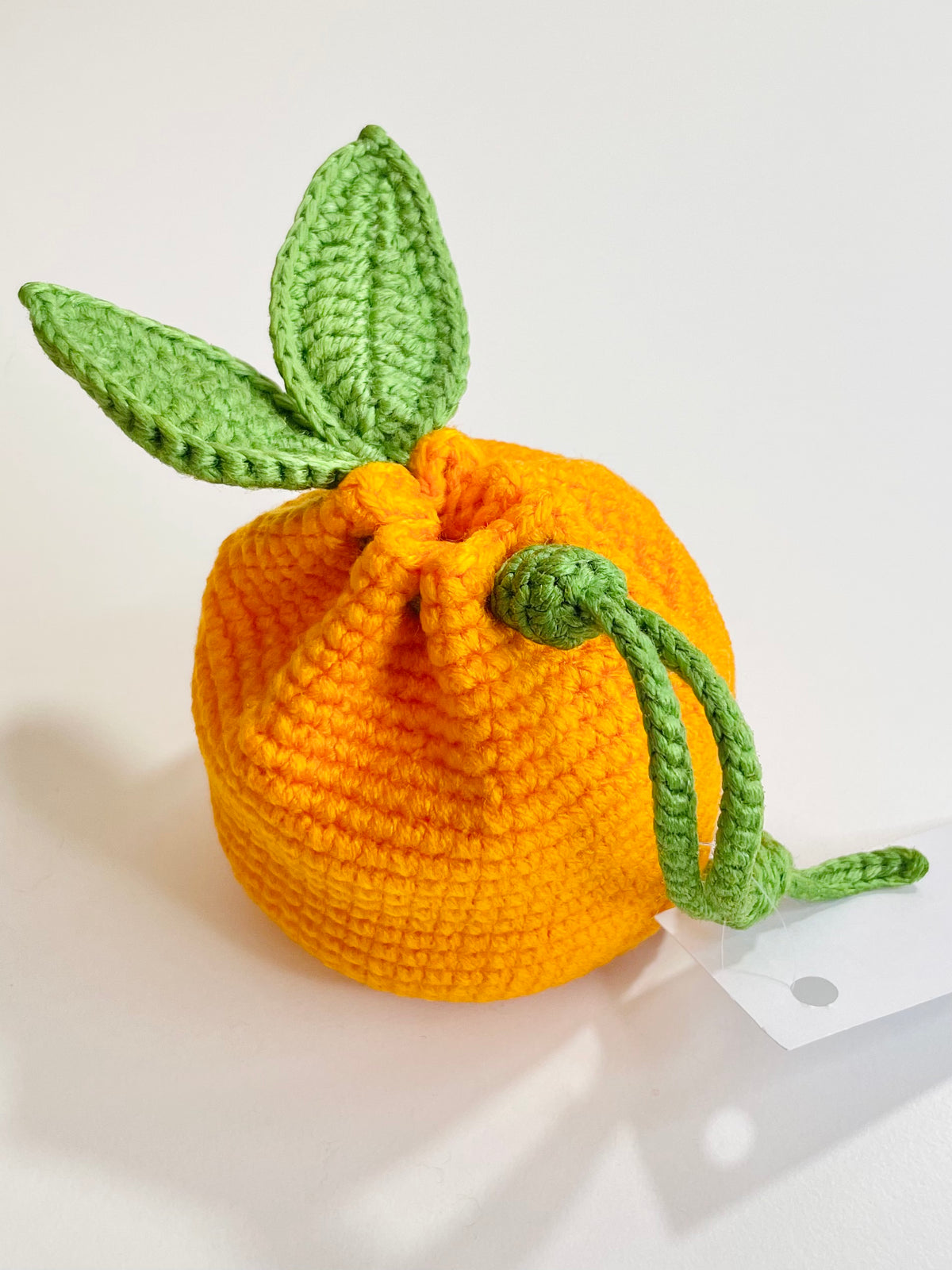 Crocheted Orange Pouch, Handmade Citrus Coin Purse, AirPods Holder, Kawaii Bag