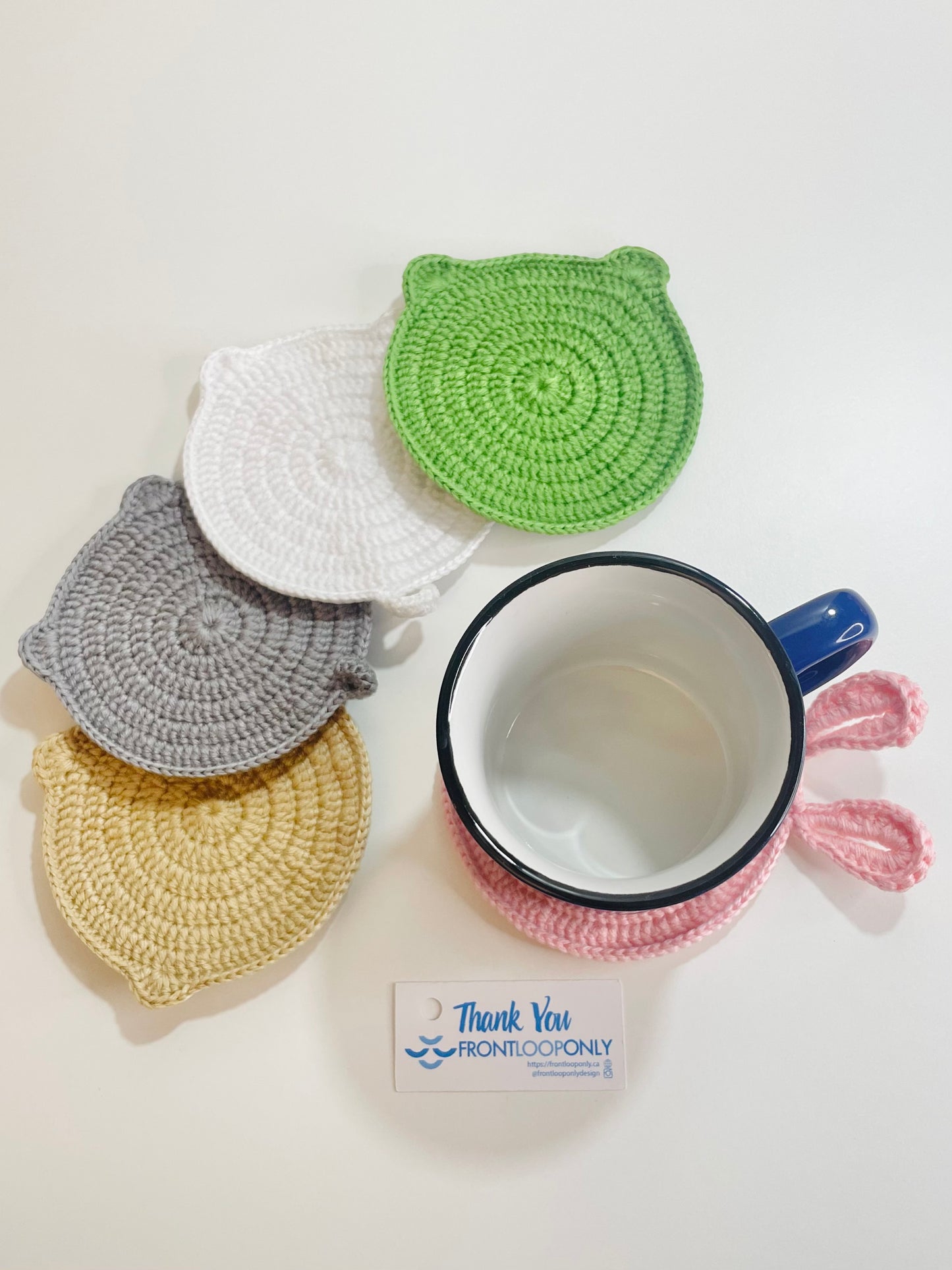 Crochet Animal Coaster, Kawaii Mug Rug, Handmade Cottagecore Home Decor, Coffee Table Gift