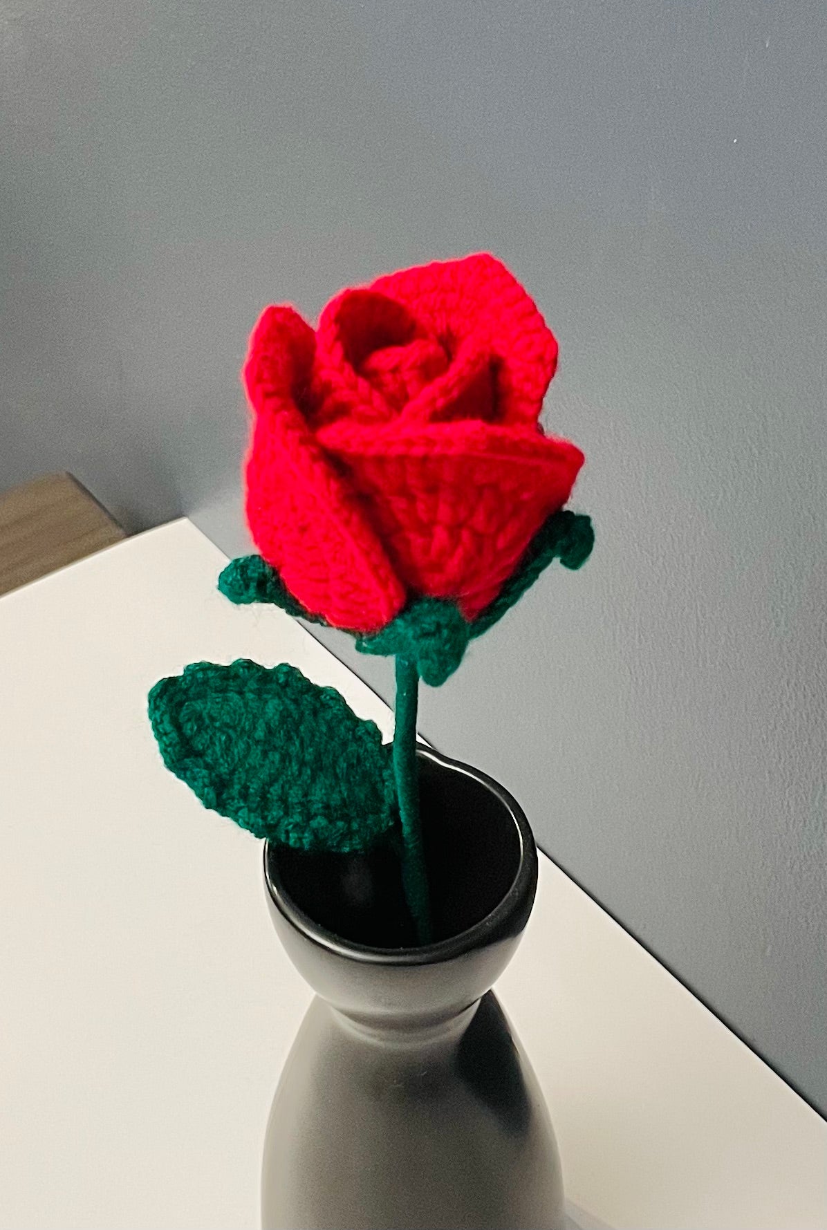 Crochet Rose – Handmade Red Rose, Valentine’s Day Gift, Forever Crochet Flower, Romantic Decor