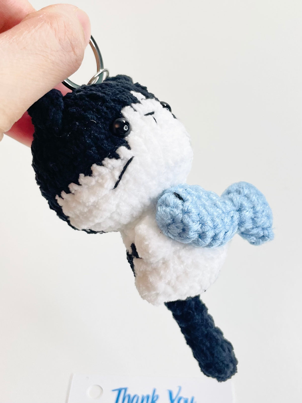 Crochet Cat Keychain with Fish, Handmade Amigurumi Bag Charm, Kitten Lover, Pet Owner Accessory