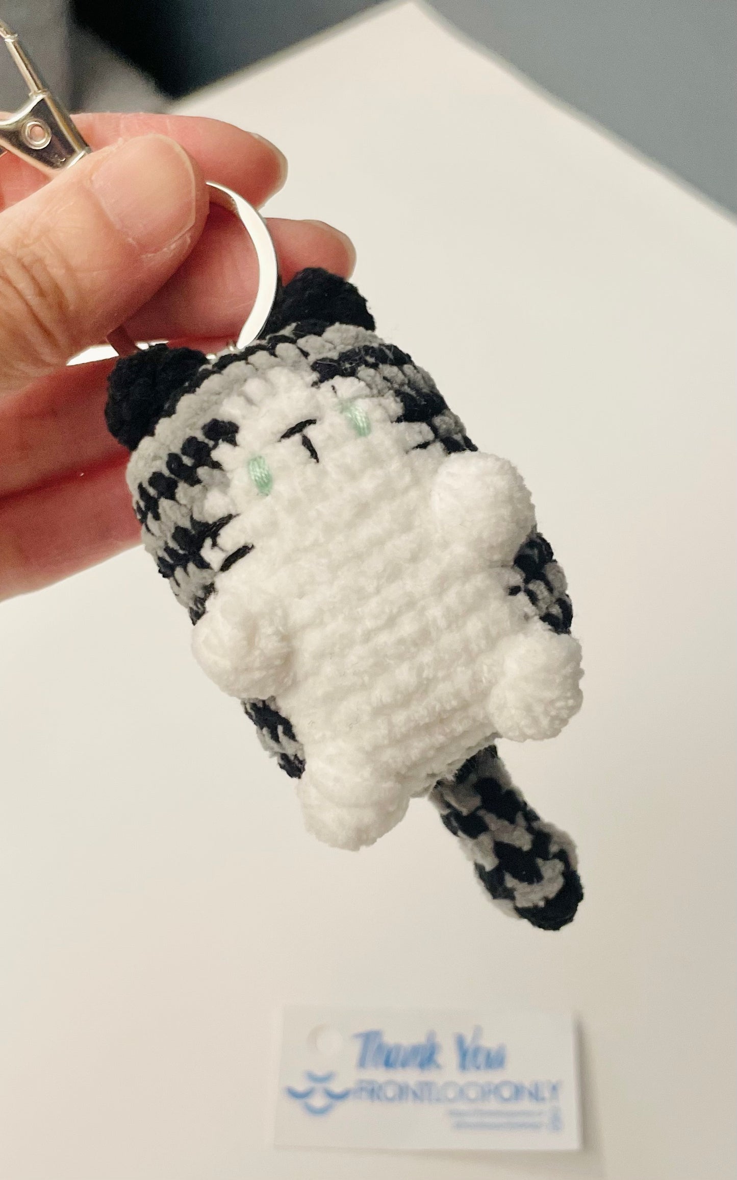 Crochet Cat Keychain | Handmade Cat Charm | Plush Mini Cat Keyring | Custom Color Cat Gift for Cat Lovers