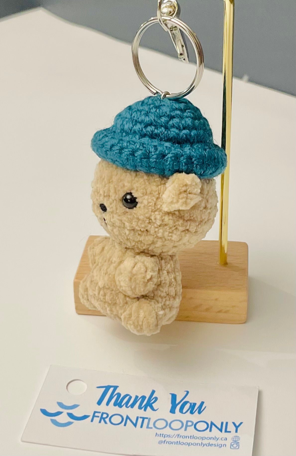 Crochet Bear Keychain – Bean Hat | Cute Handmade Gift