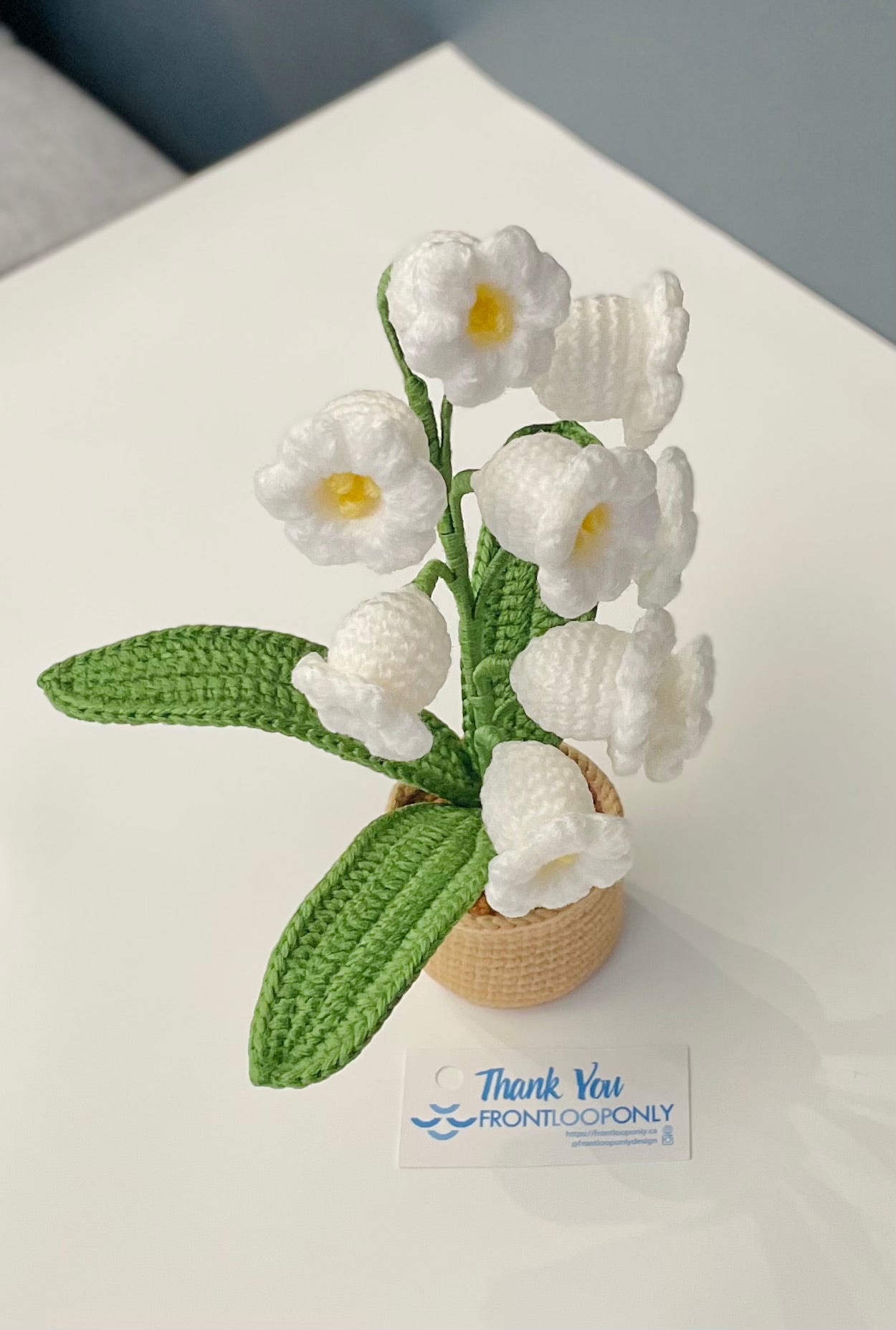 Crochet Lily of the Valley Flower Pot - Handmade Floral Decor