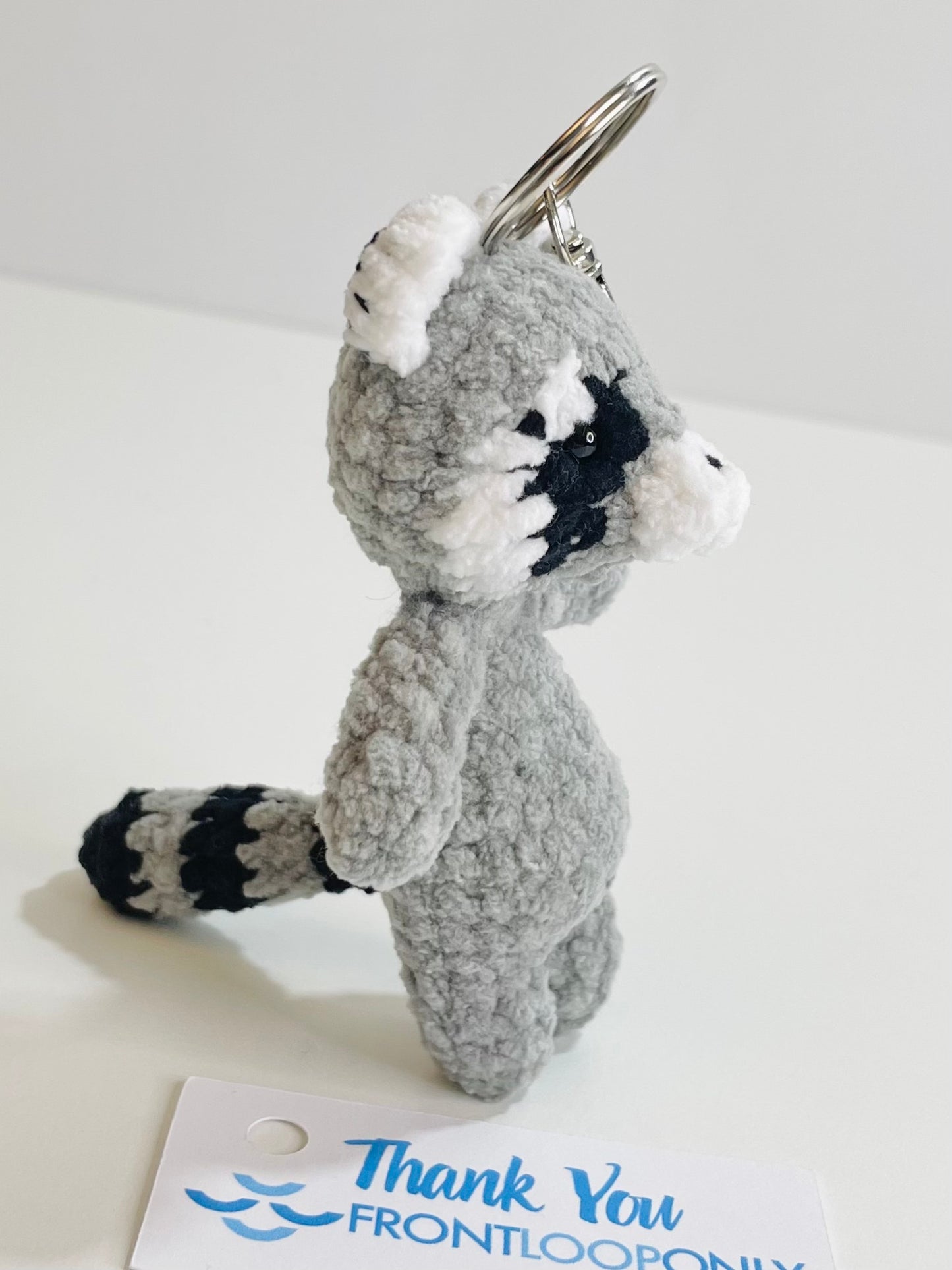 Crochet Raccoon Keychain | Amigurumi Woodland Animal Bag Charm