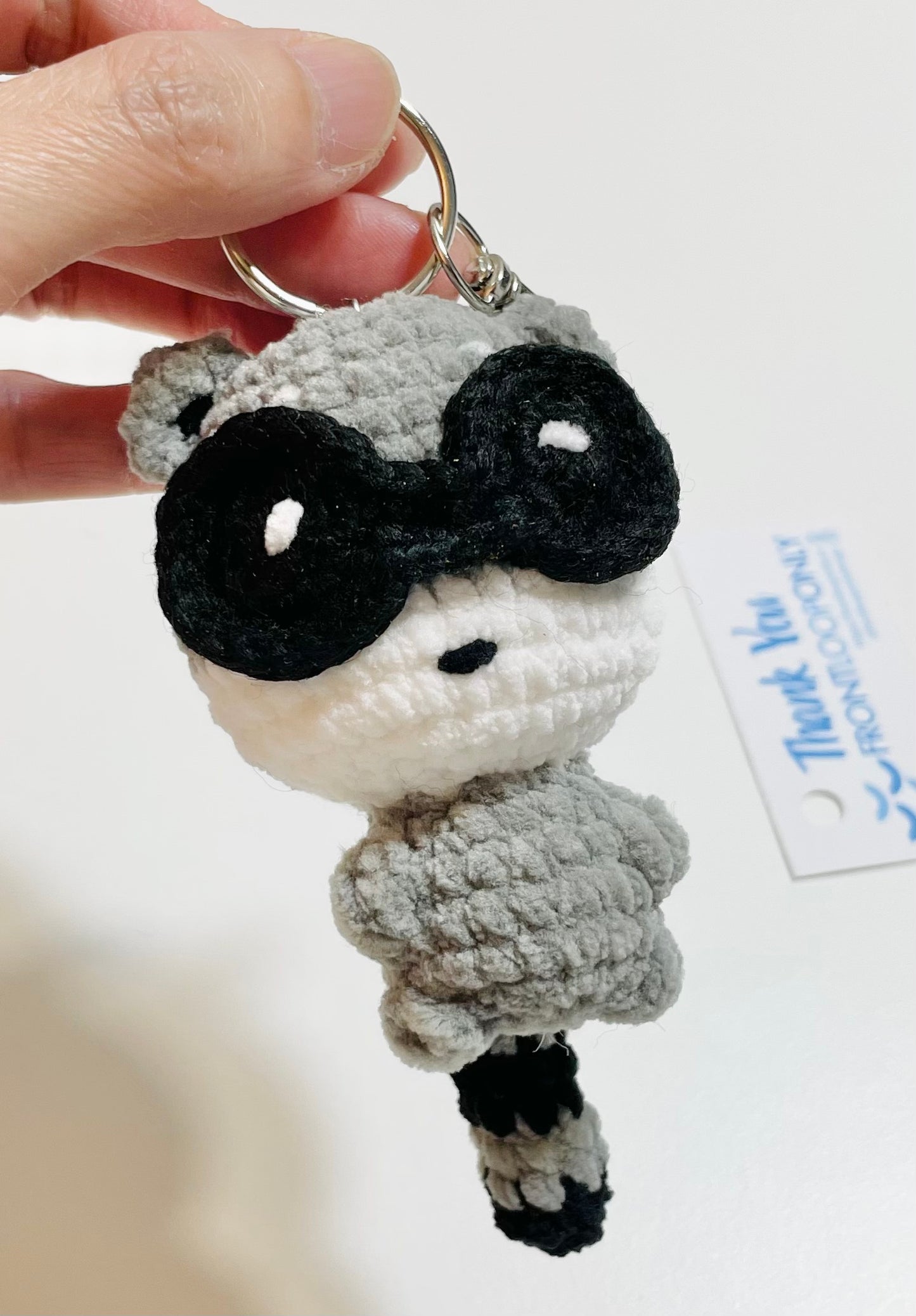 Crochet Raccoon Keychain, Amigurumi Animal Charm, Kawaii Bag Charm