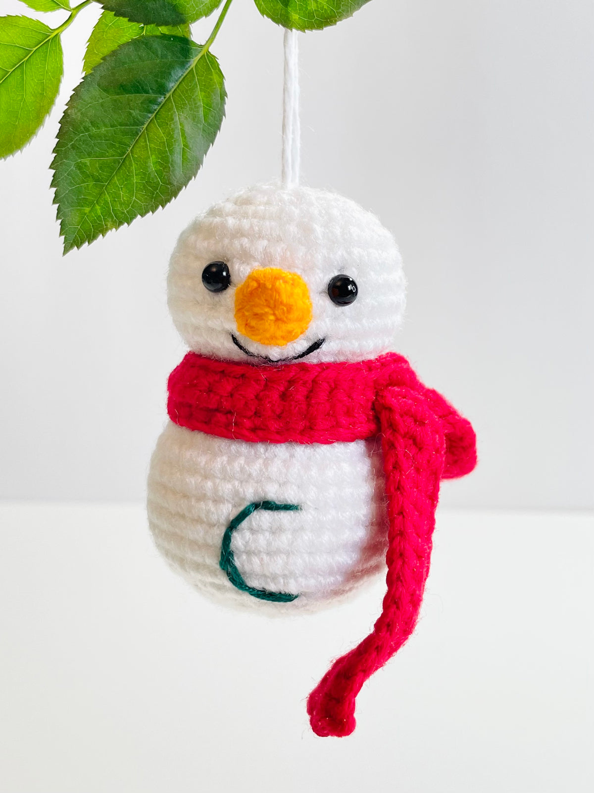 Personalized Crochet Snowman Ornament, Customized Christmas Keepsake, Handmade Tree Decoration