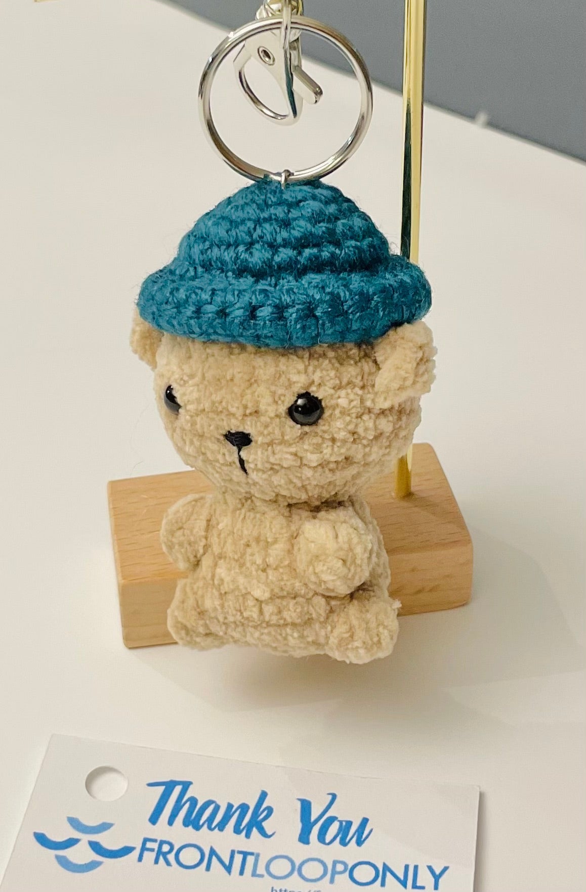 Crochet Bear Keychain – Bean Hat | Cute Handmade Gift