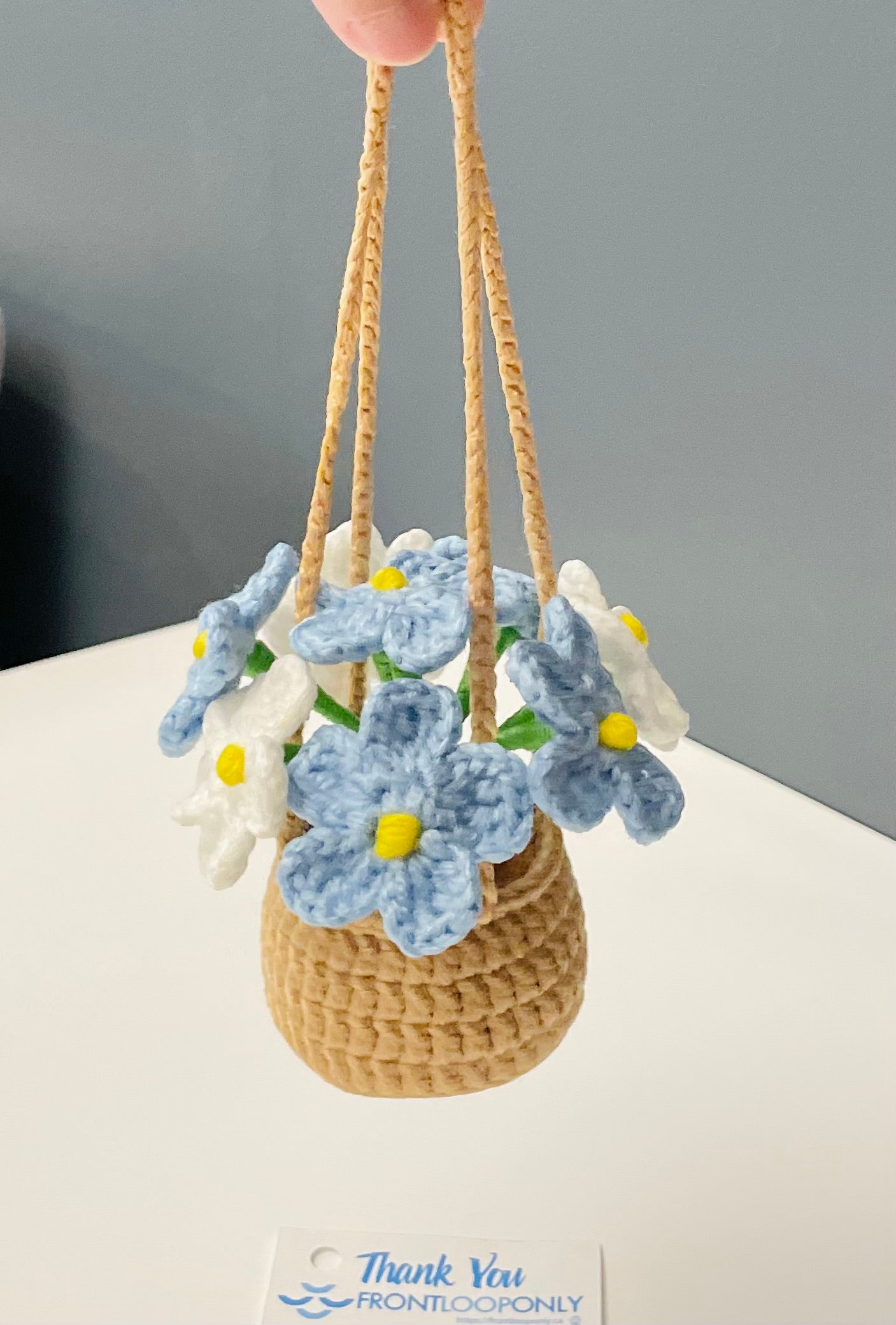 Crochet Car Hanging Flower – Rearview Mirror Car Decor – Handmade Car Accessory – Gift for Plant Lovers