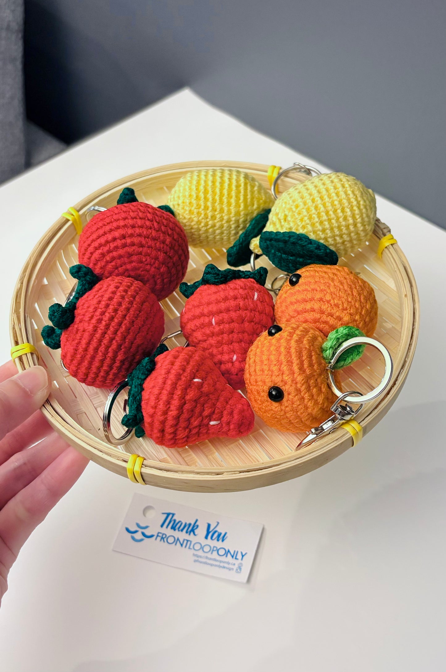 Crochet Fruit or Vegetable Keychain – Handmade Strawberry, Avocado, Tomato, Broccoli Gift