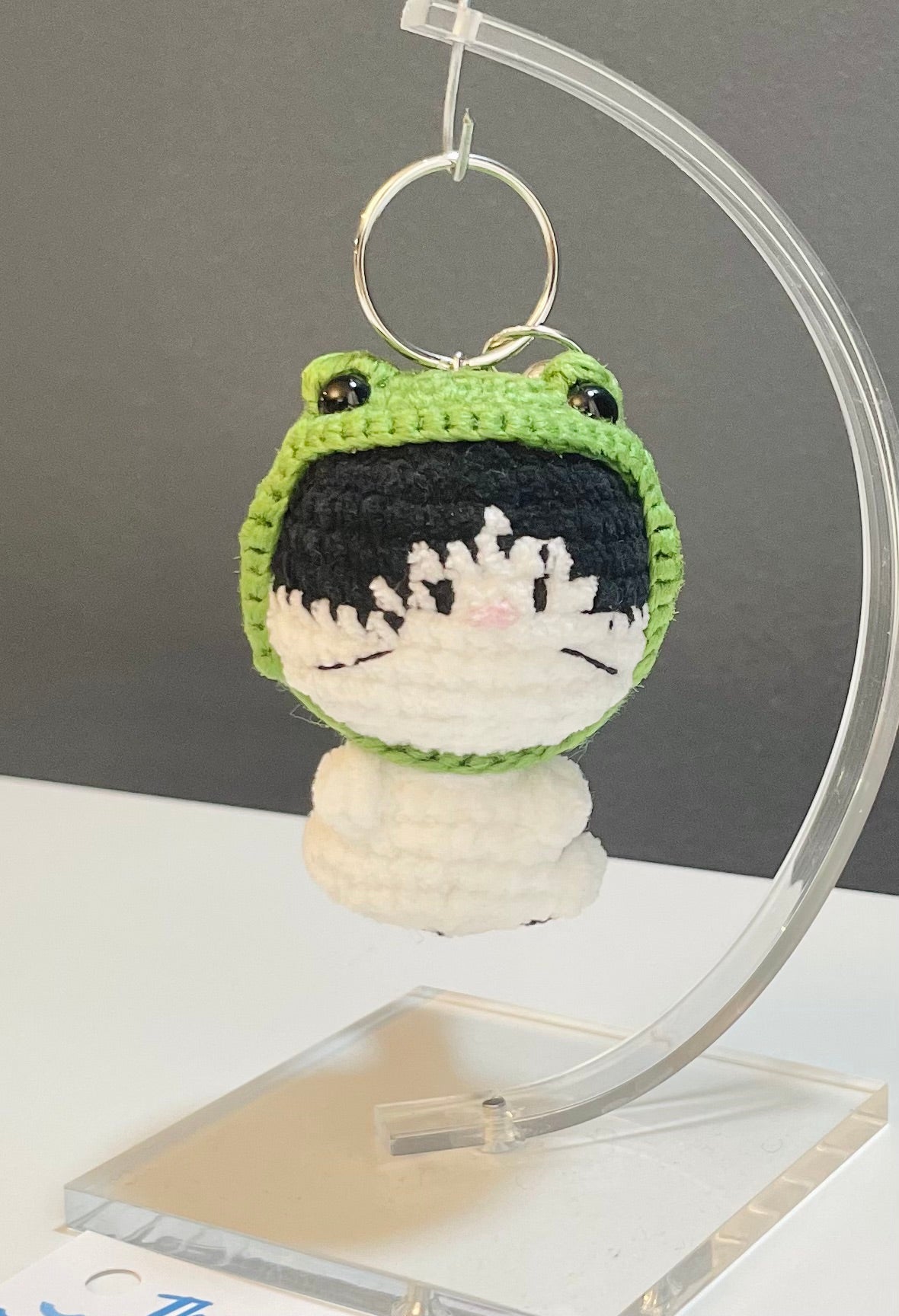 Crochet Cat Frog Hat Keychain – Amigurumi Kitty Plush Bag Charm