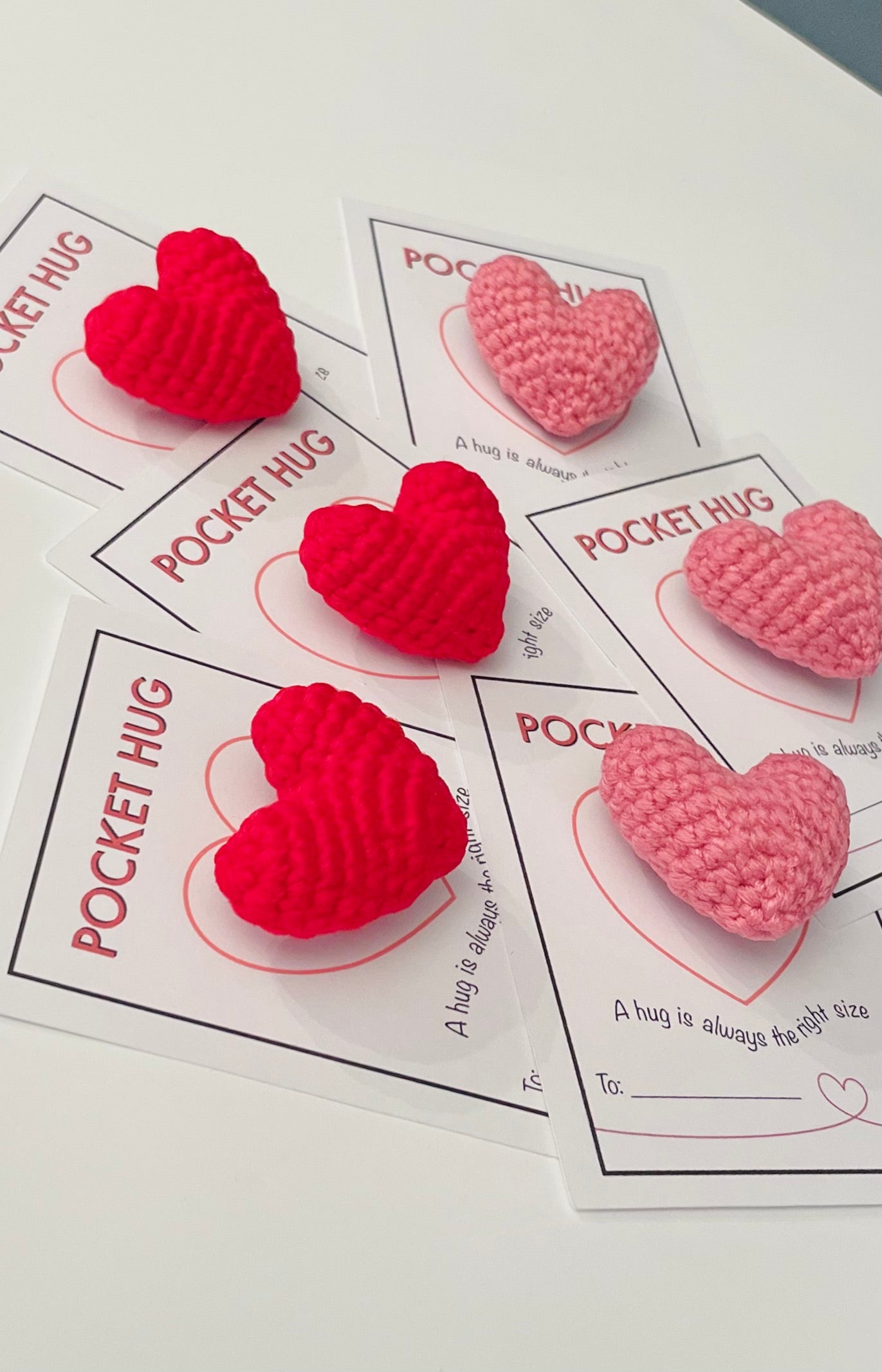 Pocket Hug Heart with Pin – Crochet Comfort Gift, Encouragement Hug, Handmade Bag Charm