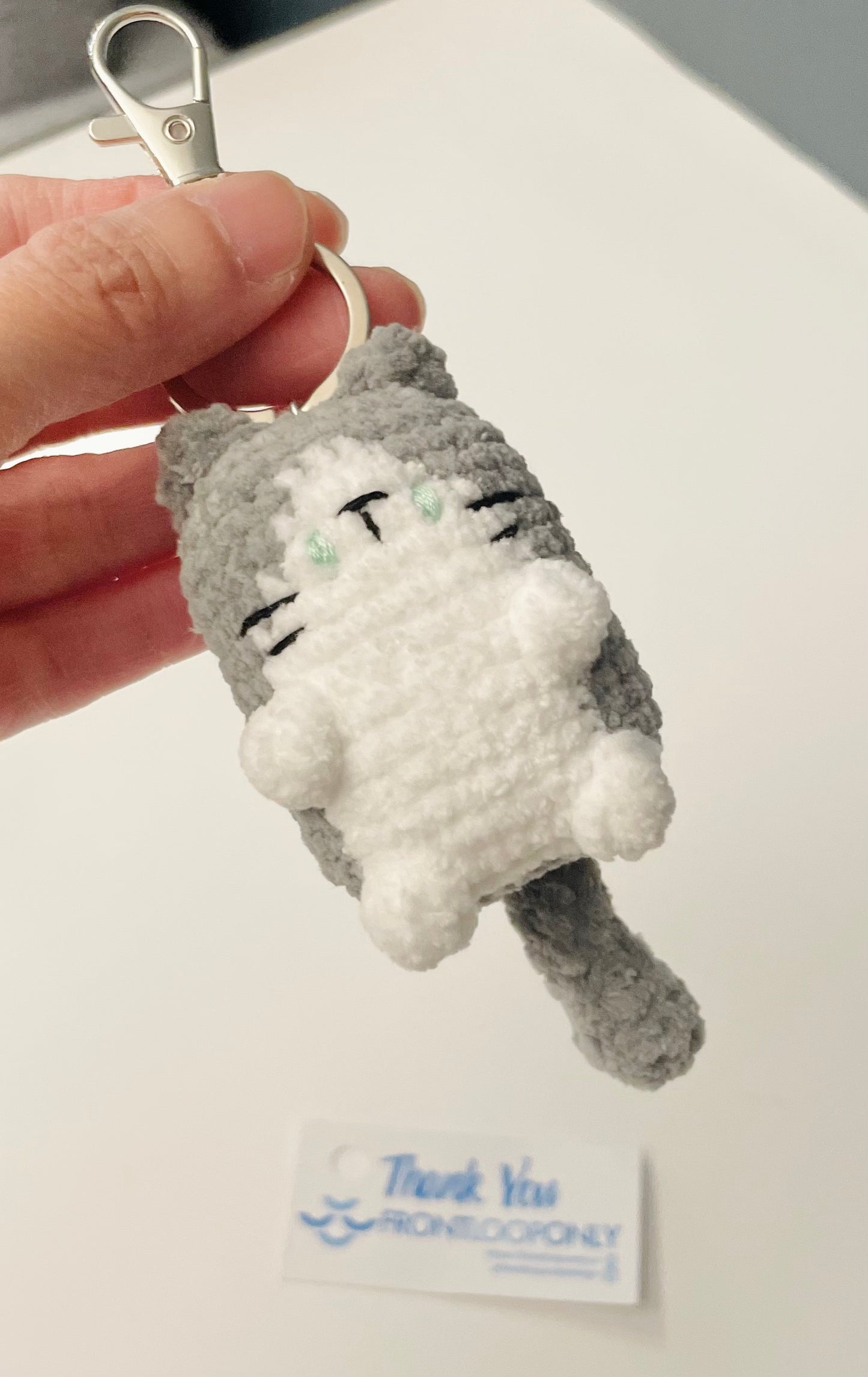 Crochet Cat Keychain | Handmade Cat Charm | Plush Mini Cat Keyring | Custom Color Cat Gift for Cat Lovers