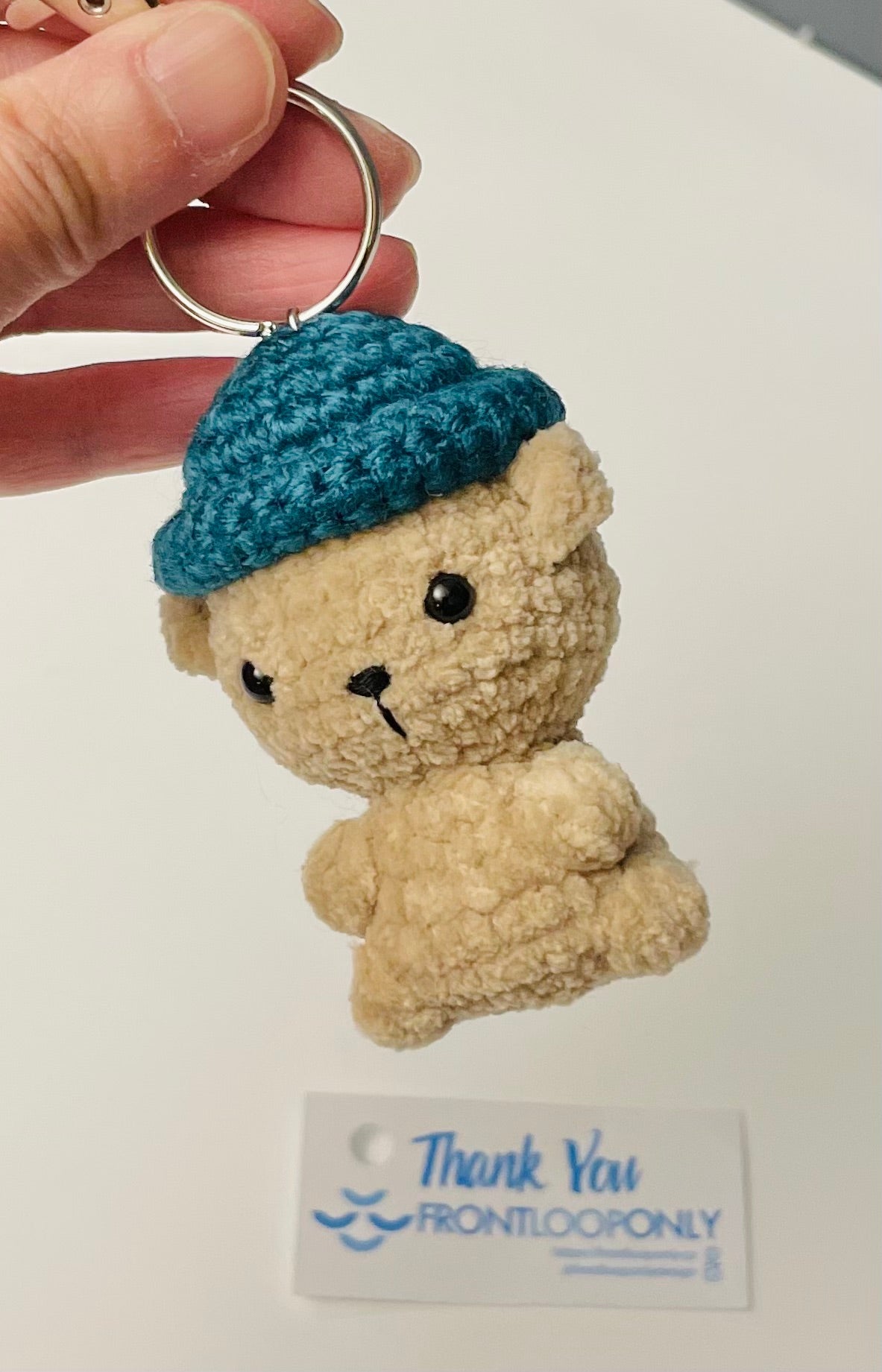 Crochet Bear Keychain – Bean Hat | Cute Handmade Gift