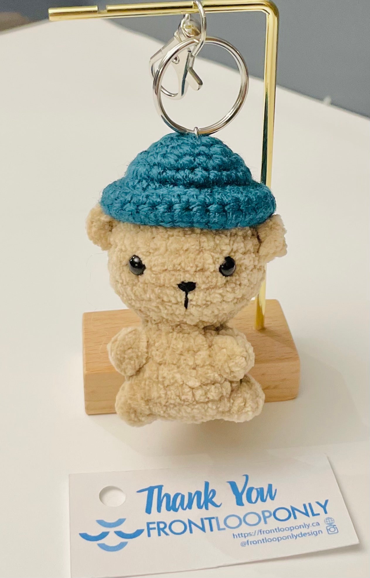 Crochet Bear Keychain – Bean Hat | Cute Handmade Gift