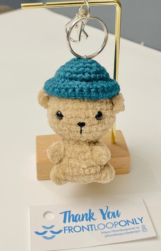 Crochet Bear Keychain – Bean Hat | Cute Handmade Gift