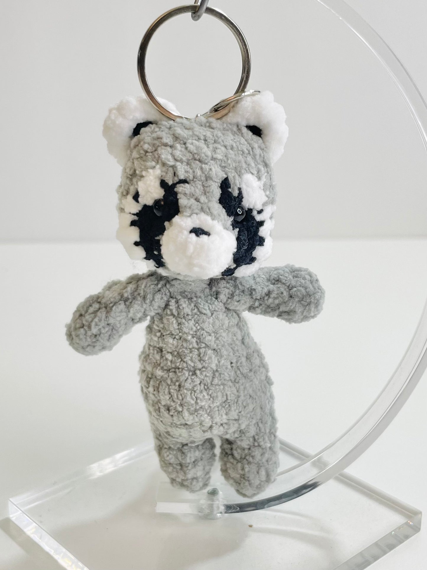 Crochet Raccoon Keychain | Amigurumi Woodland Animal Bag Charm