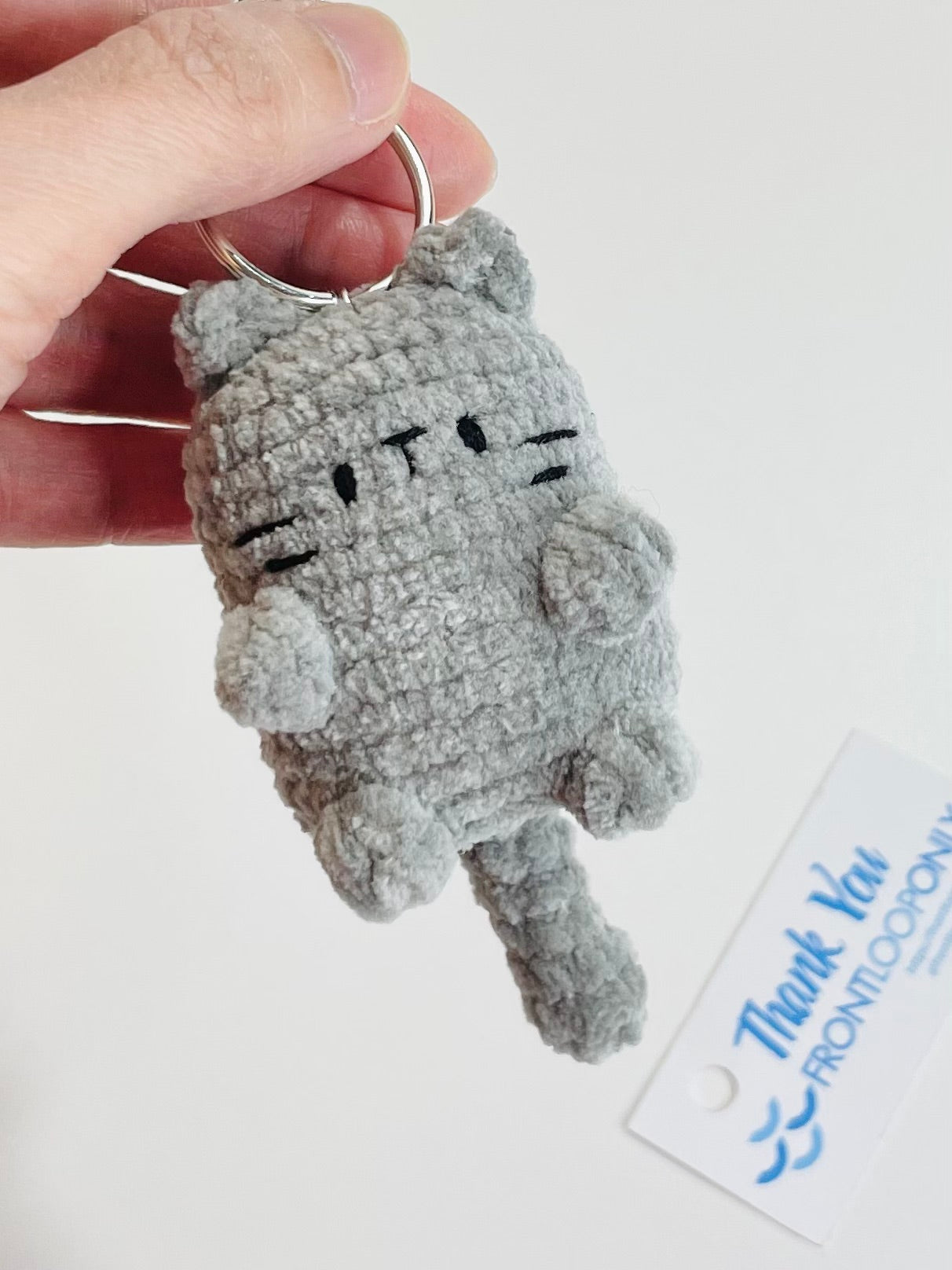 Crochet Cat Pocket Keychain – Plush Amigurumi Kitty Charm, Kawaii Bag Accessory