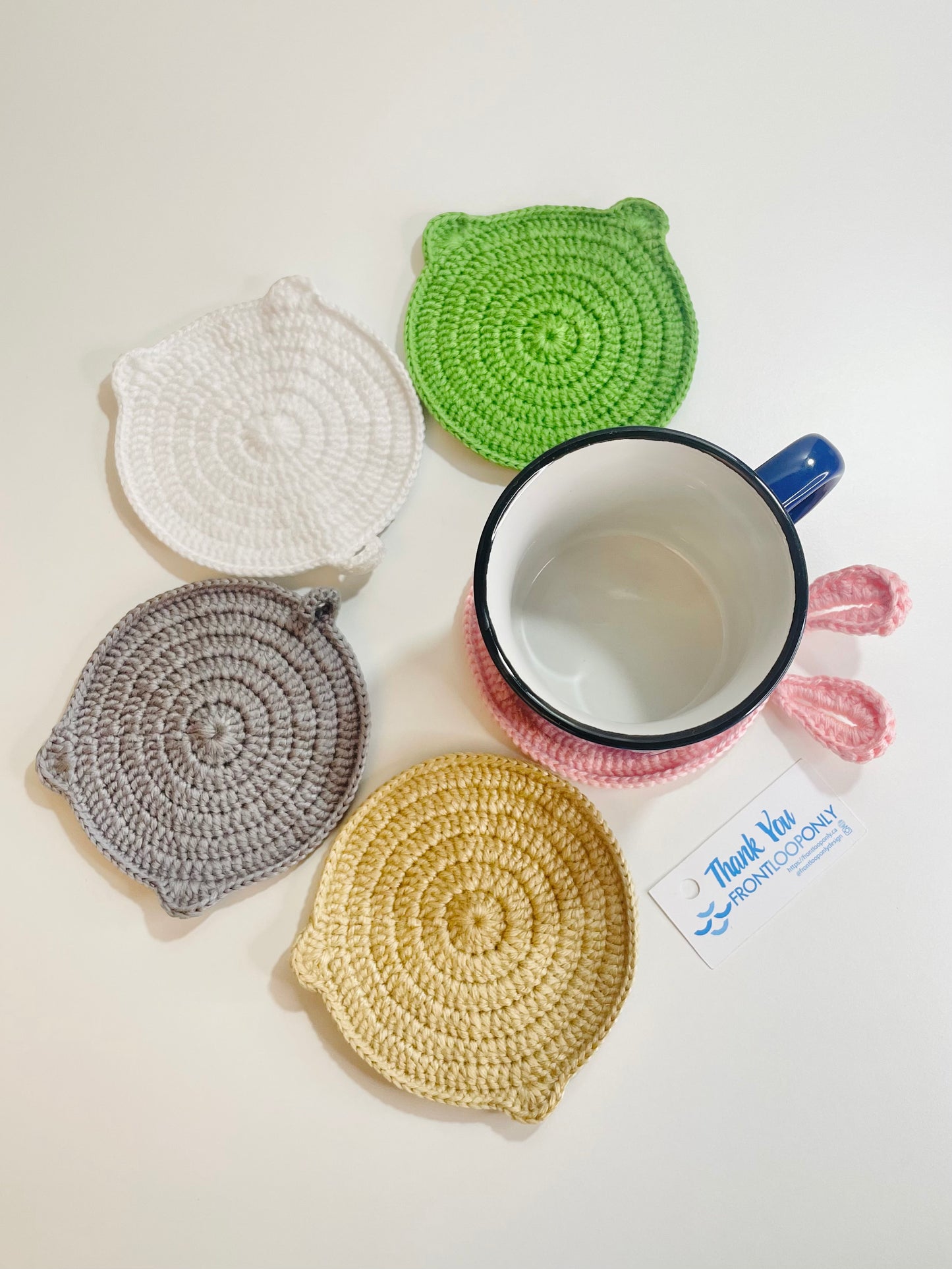 Crochet Animal Coaster, Kawaii Mug Rug, Handmade Cottagecore Home Decor, Coffee Table Gift