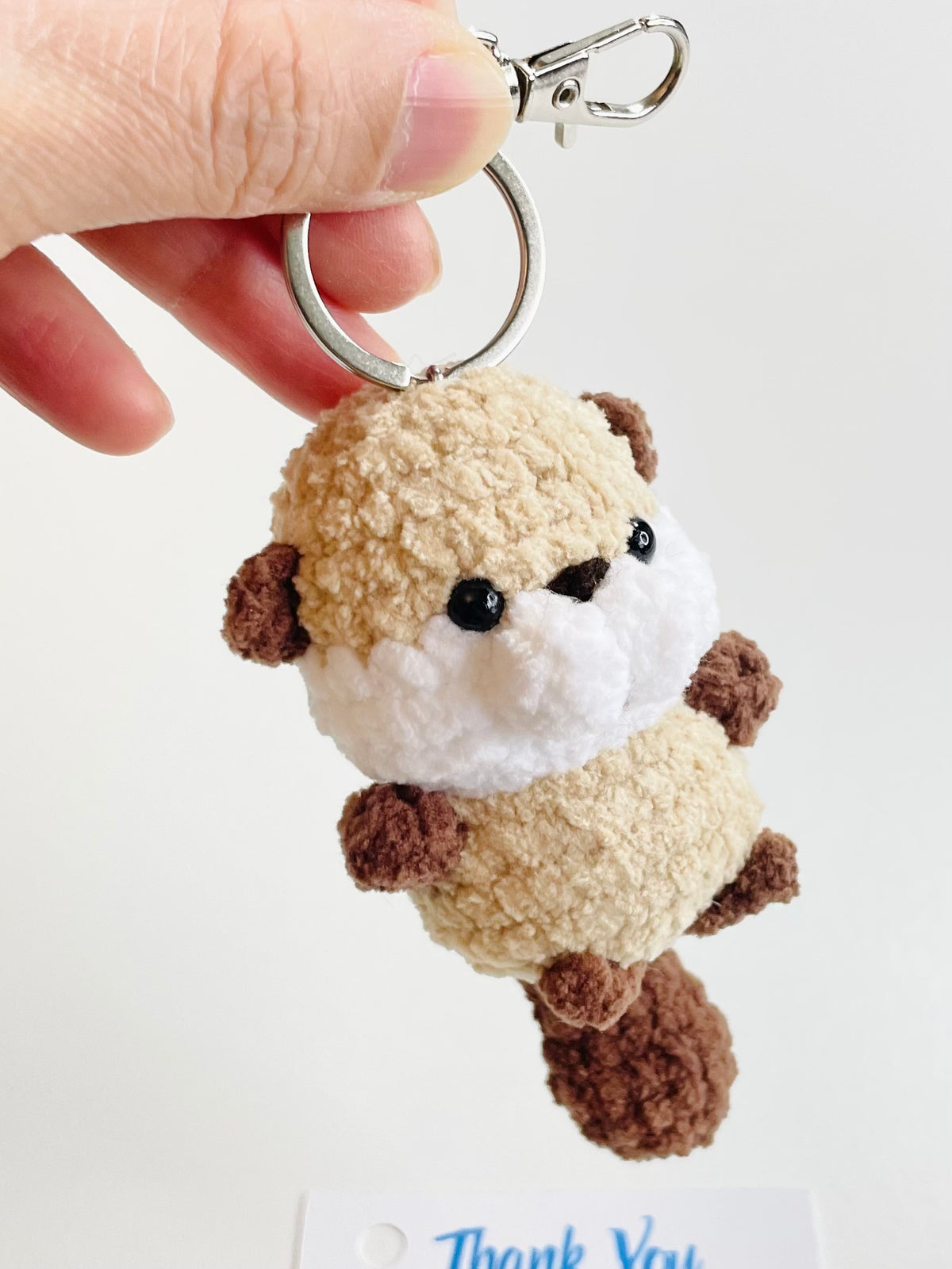 Crochet Baby Beaver Keychain, Handmade Chubby Amigurumi Plush, Woodland Animal Backpack Charm
