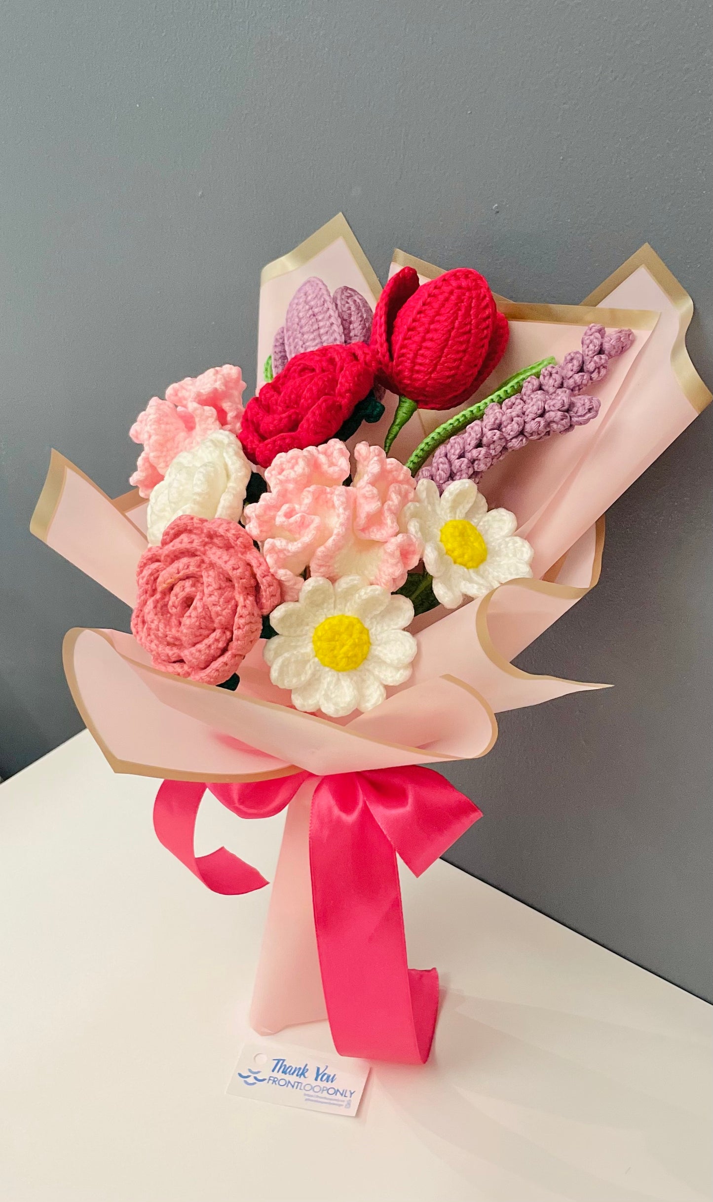 Crochet Flower Bouquet - Handmade Valentine Flowers