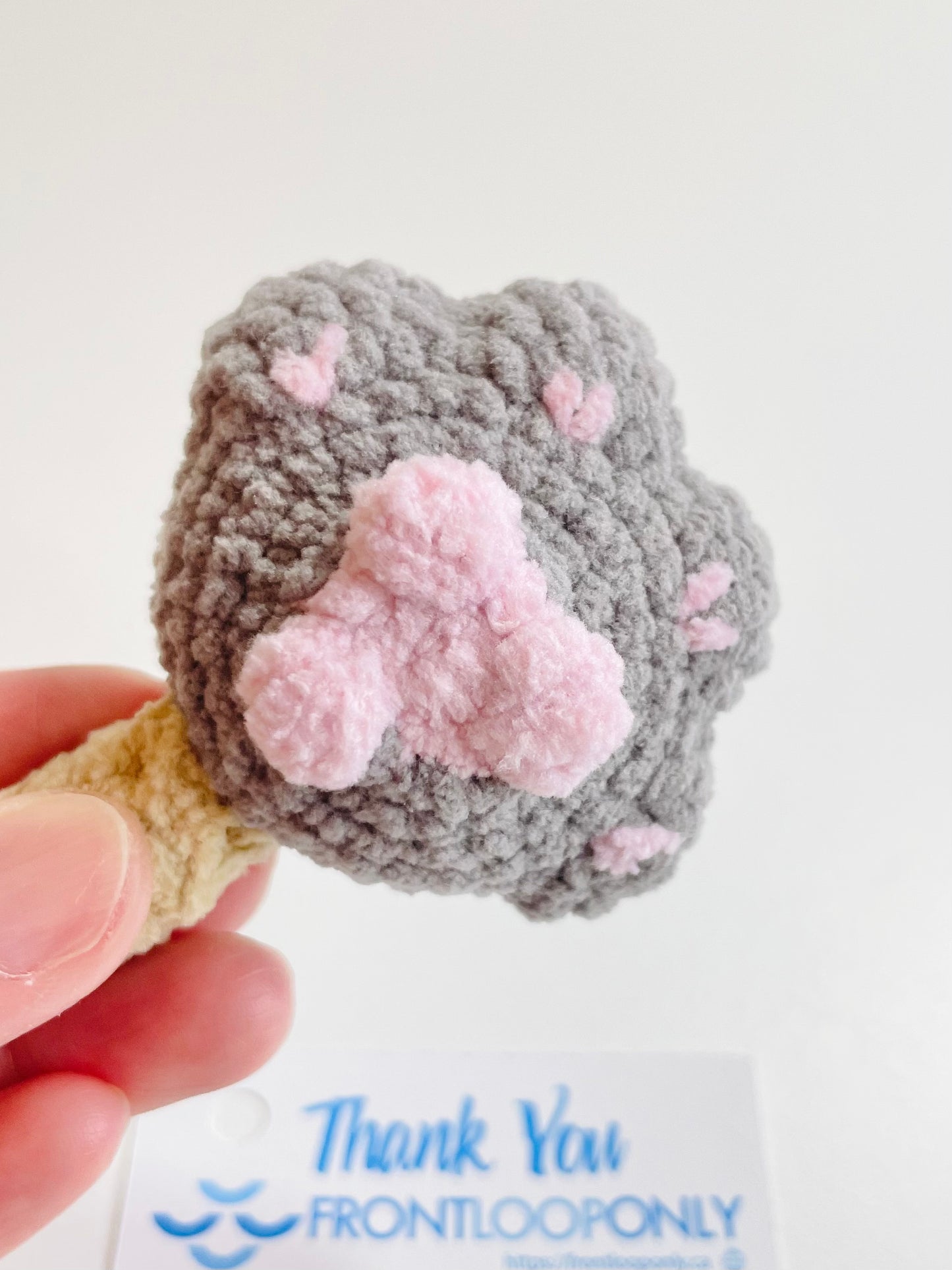 Crochet Worry Paw Plush,  Handmade Pocket Stress Relief Toy, Emotional Support Gift