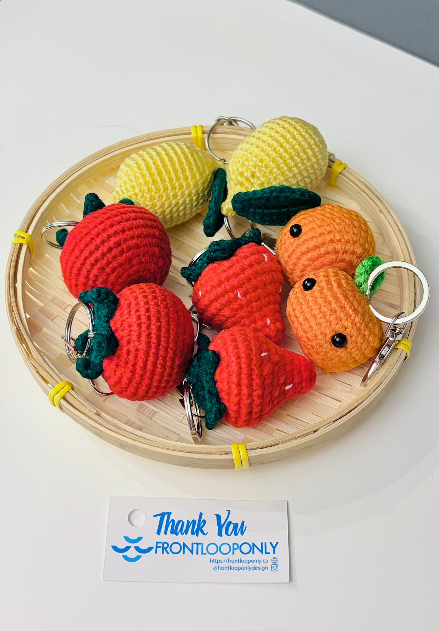 Crochet Fruit or Vegetable Keychain – Handmade Strawberry, Avocado, Tomato, Broccoli Gift