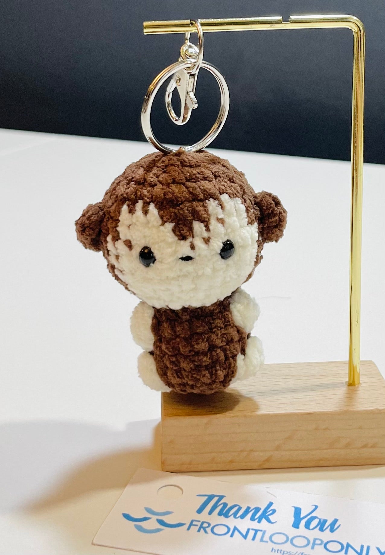 Handmade Crochet Monkey Keychain, Amigurumi Plush Bag Charm, Mini Animal Accessory