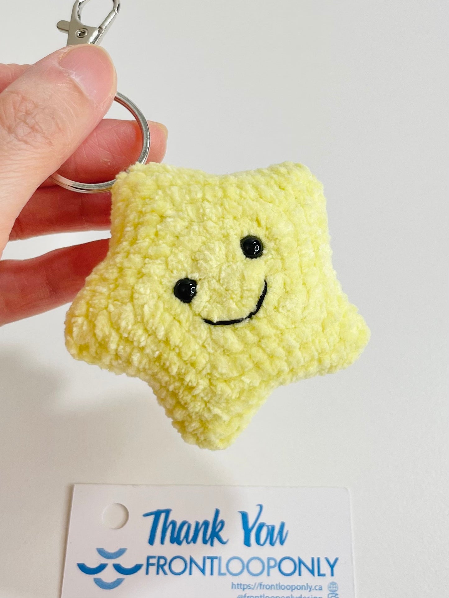 Crochet Star Keychain Plush | Smiling Face Bag Charm, Chenille Backpack Accessory