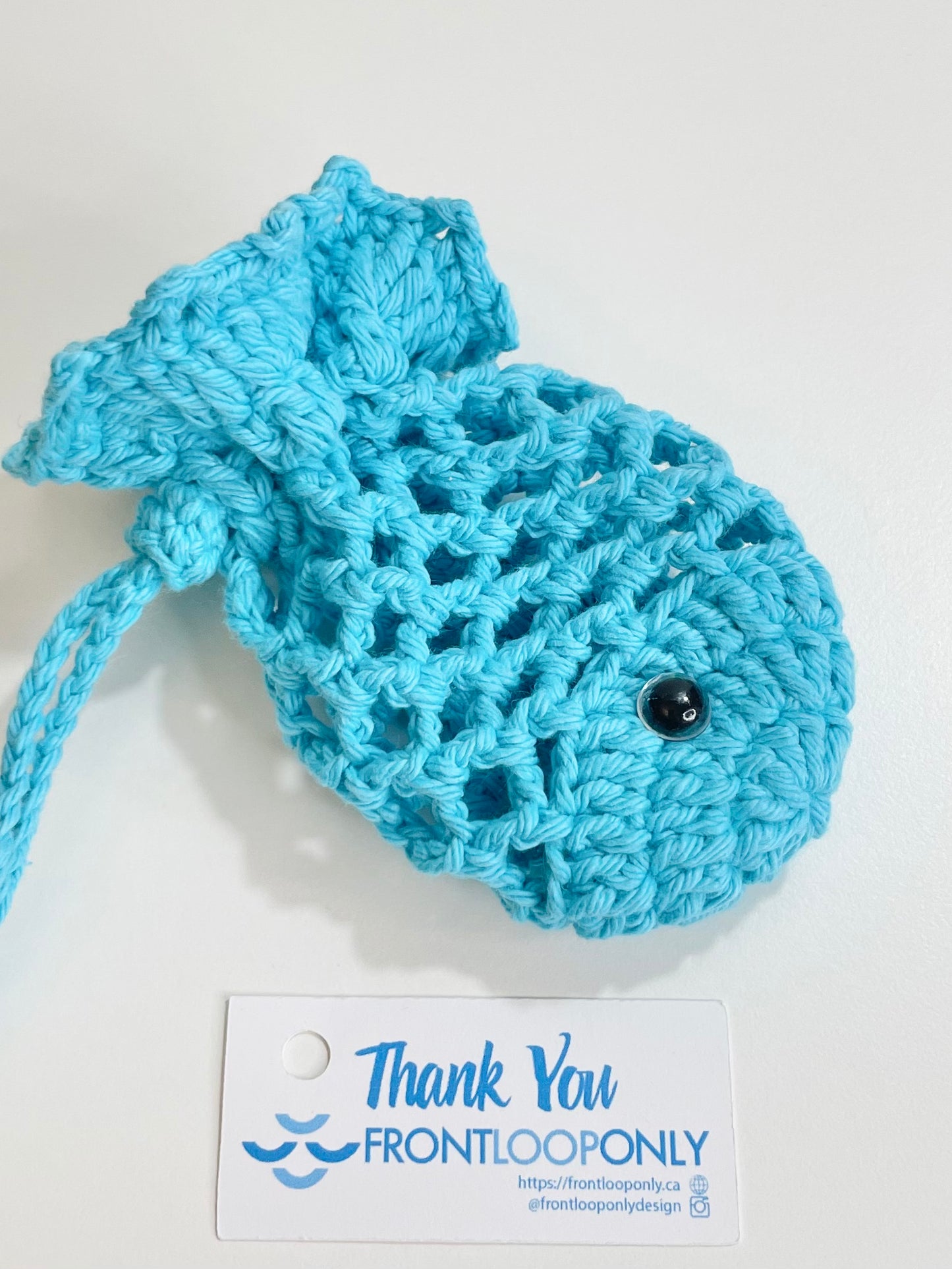Crochet Fish AirPods Pouch | Handmade Cotton Yarn Earbud Case | Kawaii Fish Bag Holder