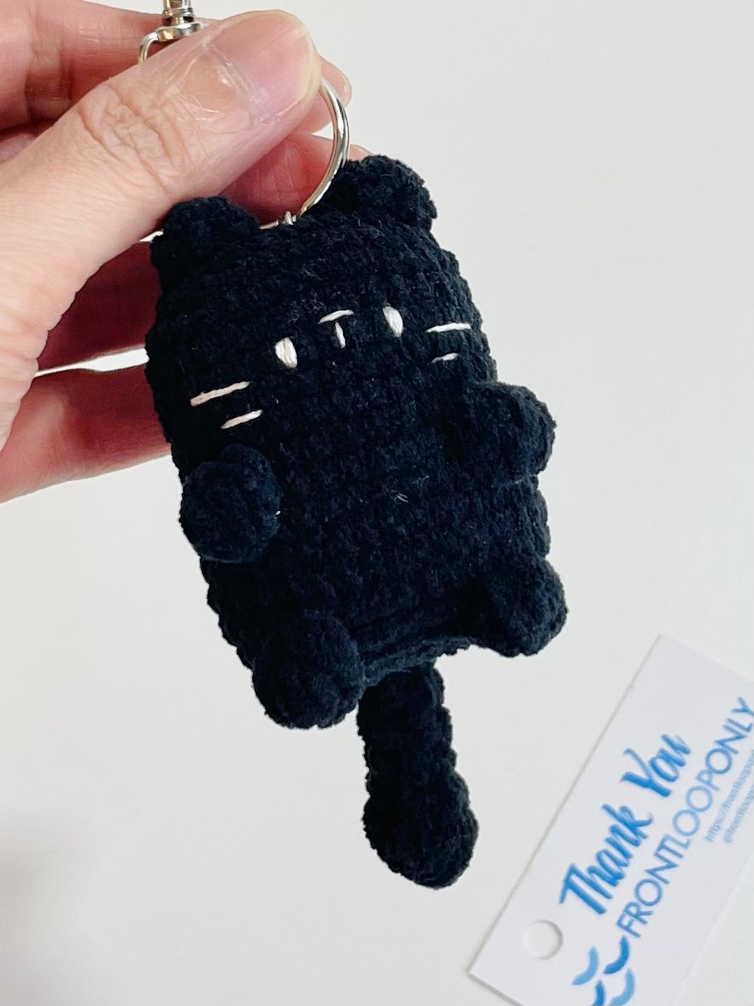 Crochet Cat Pocket Keychain – Plush Amigurumi Kitty Charm, Kawaii Bag Accessory