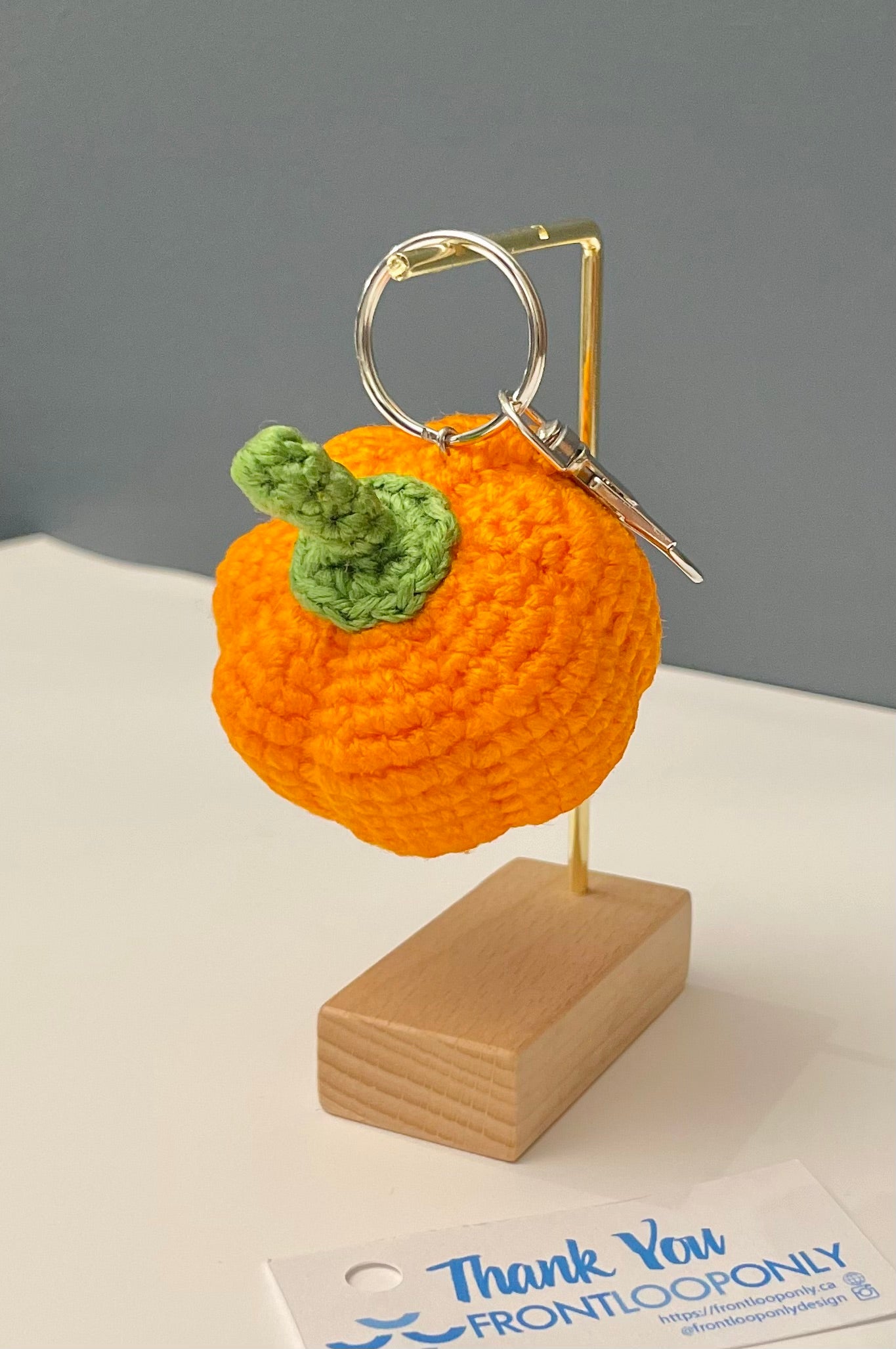 Crochet Pumpkin Keychain, Handmade Fall Bag Charm, Autumn Accessory (2.2 inch)