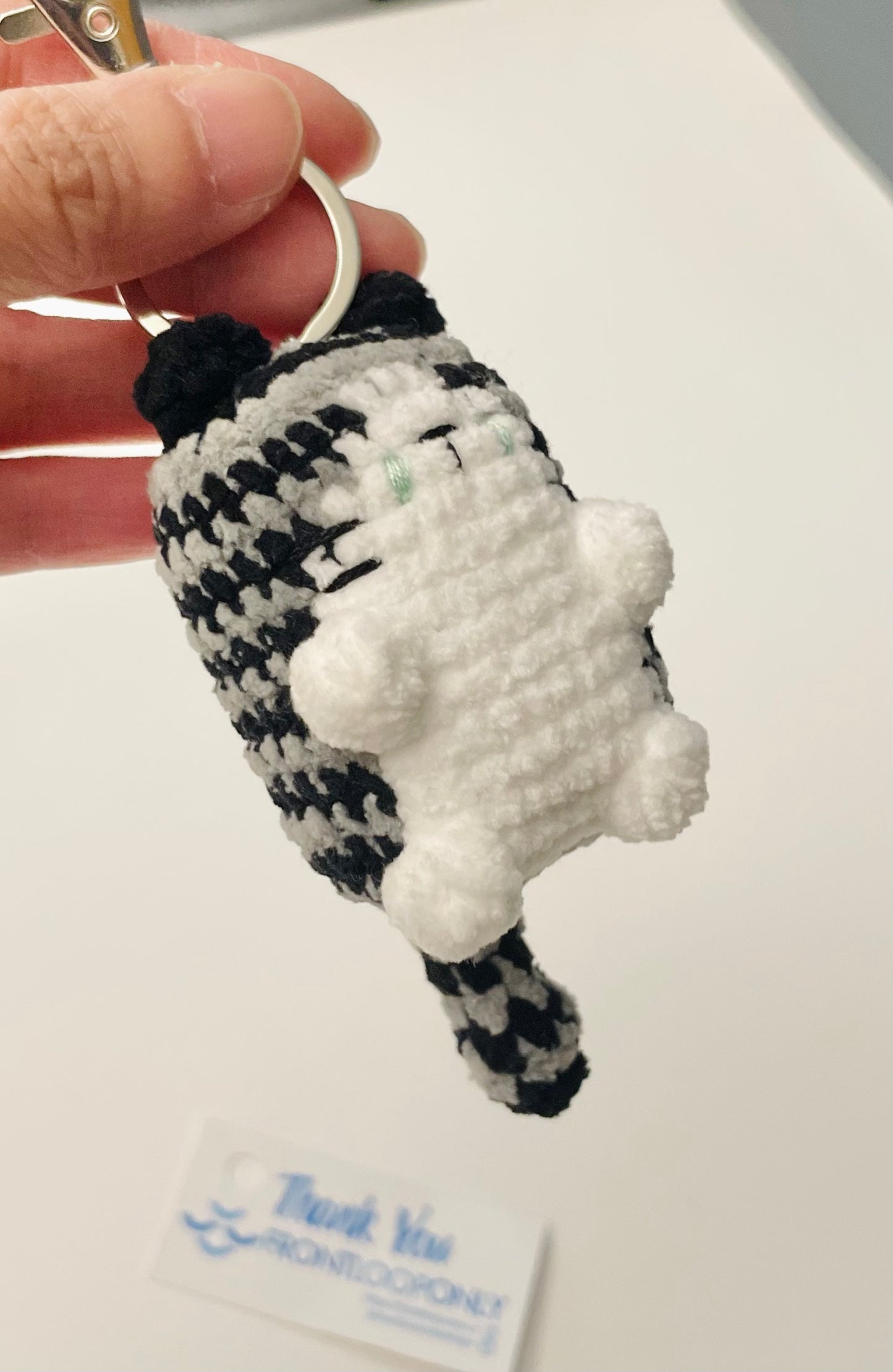 Crochet Cat Keychain | Handmade Cat Charm | Plush Mini Cat Keyring | Custom Color Cat Gift for Cat Lovers
