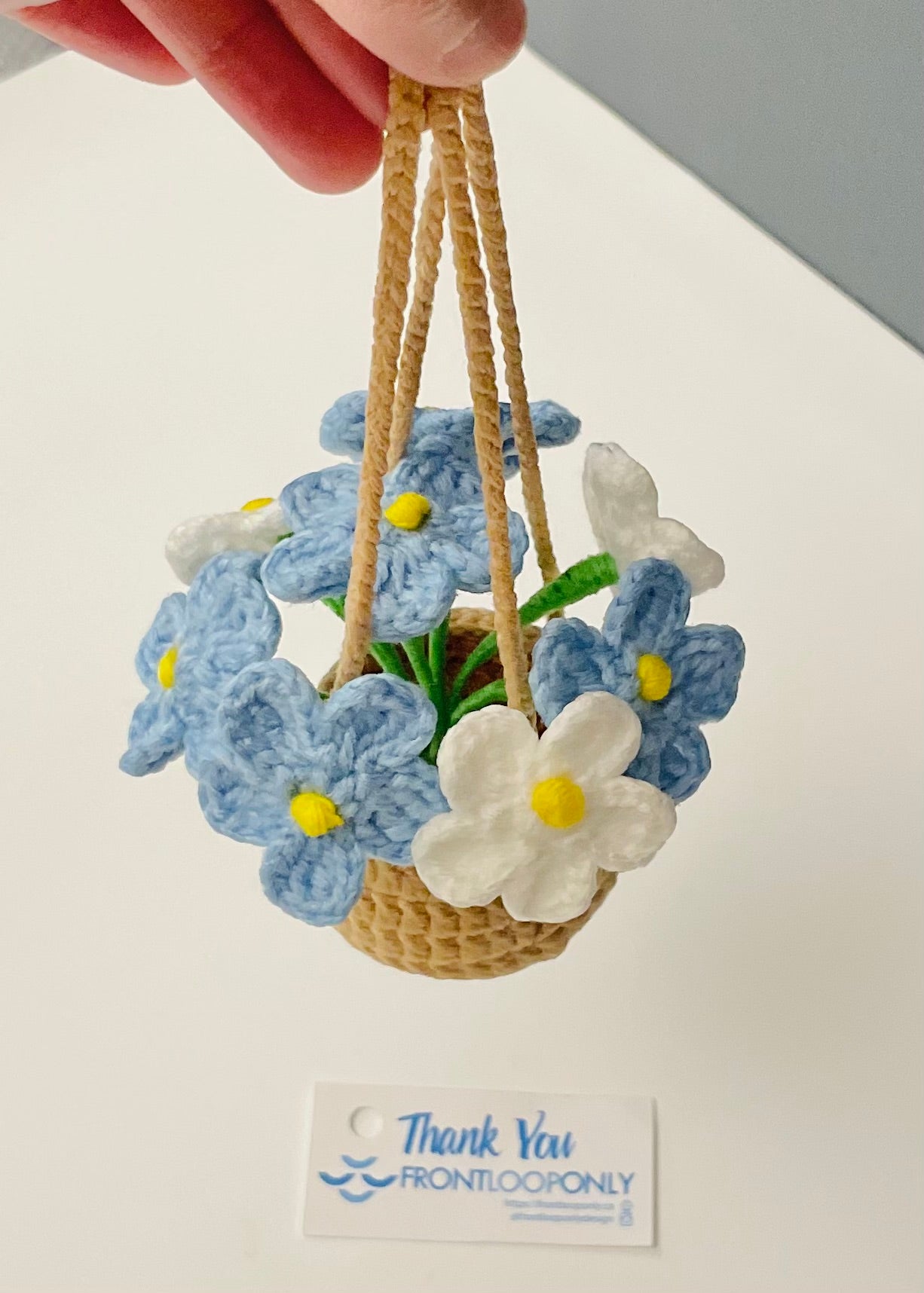 Crochet Car Hanging Flower – Rearview Mirror Car Decor – Handmade Car Accessory – Gift for Plant Lovers