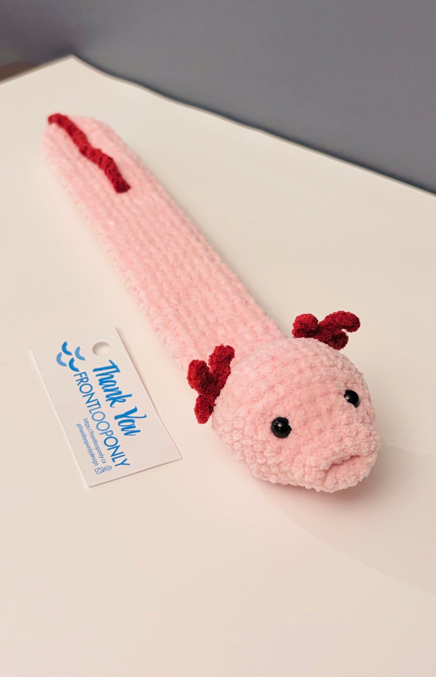 Axolotl Snapband Bracelet, Crochet Axolotl, Fidget Toy