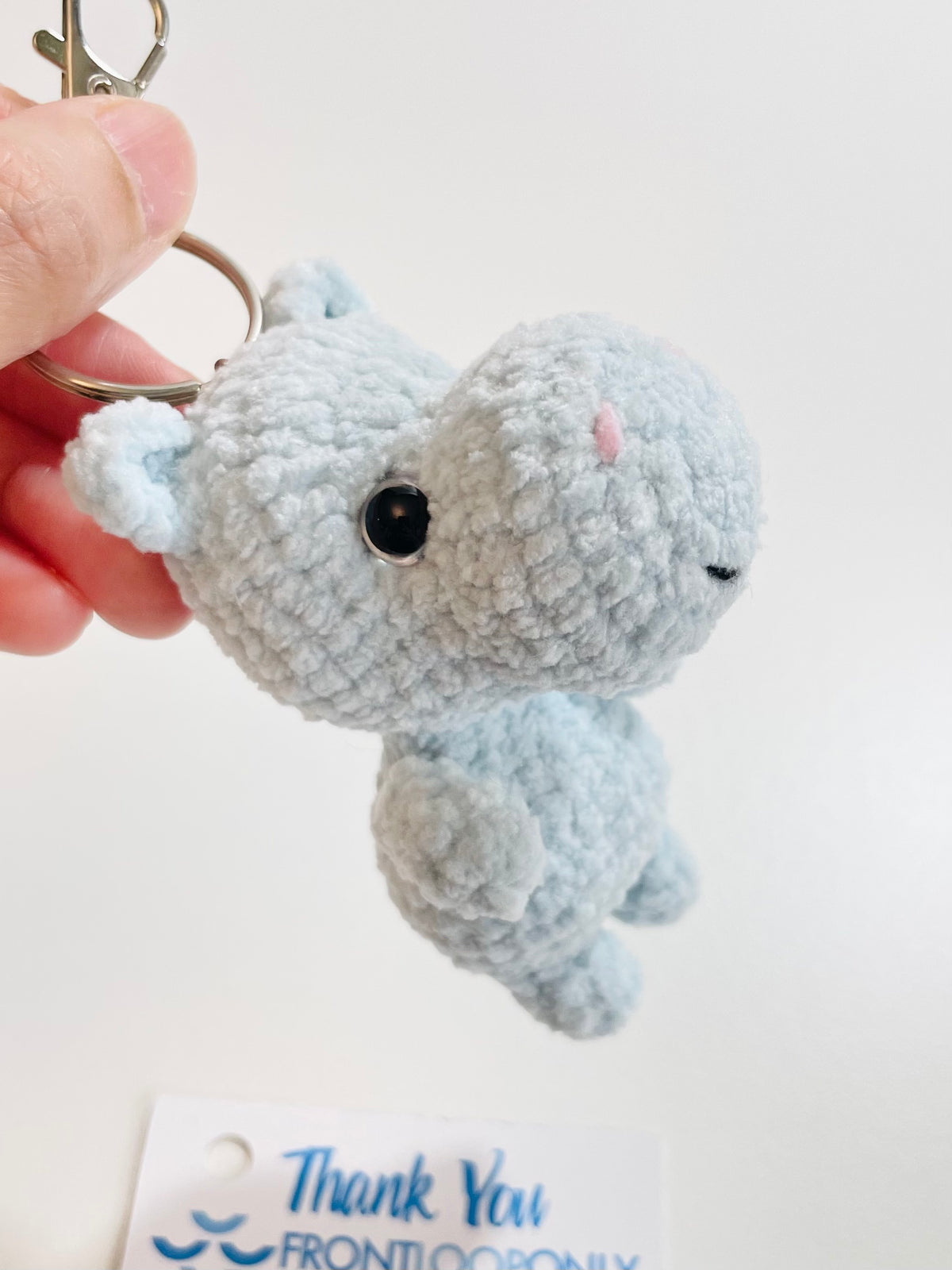 Crochet Hippo Keychain, Hippopotamus Bag Charm, Amigurumi Animal, Backpack Accessory, Handmade Encouragement Gift