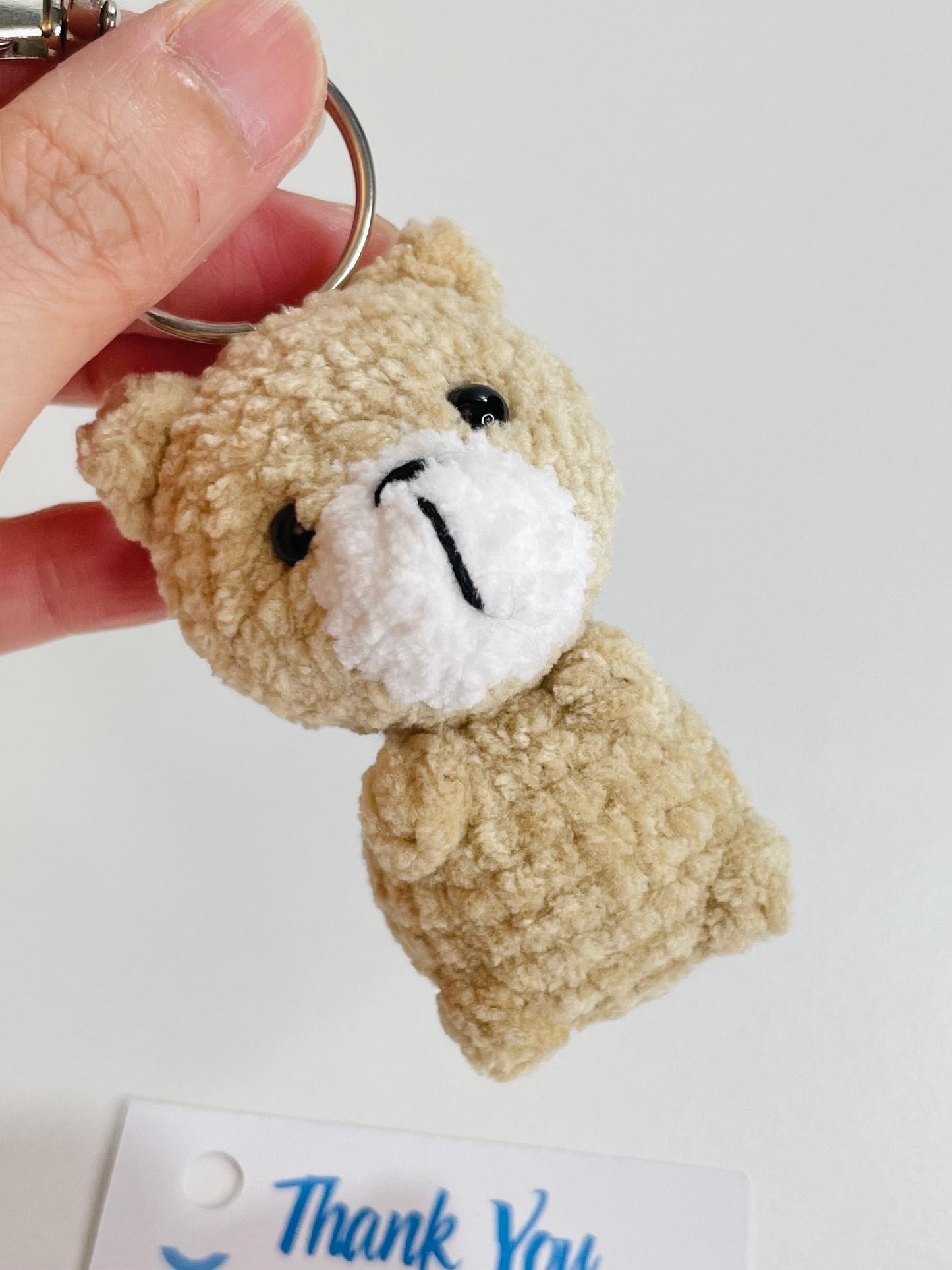 Crochet Baby Bear Keychain, Plush Amigurumi Bag Charm, Kawaii Animal Keyring