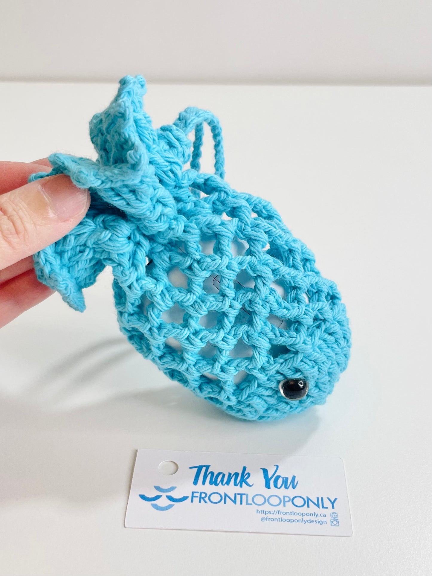 Crochet Fish AirPods Pouch | Handmade Cotton Yarn Earbud Case | Kawaii Fish Bag Holder