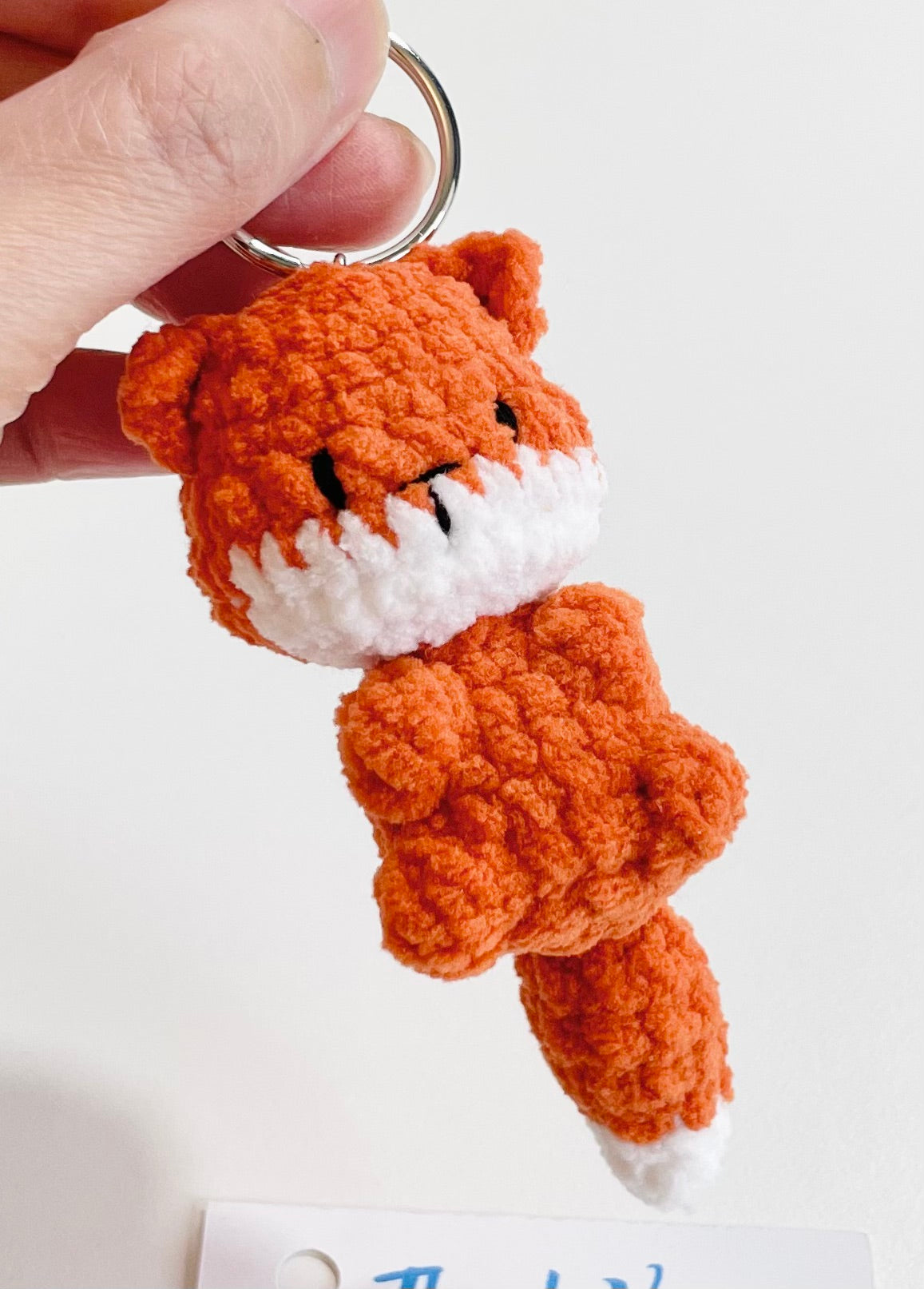 Crochet Fox Keychain – Kawaii Amigurumi Plush Animal Charm, Stuffed Fox Keyring