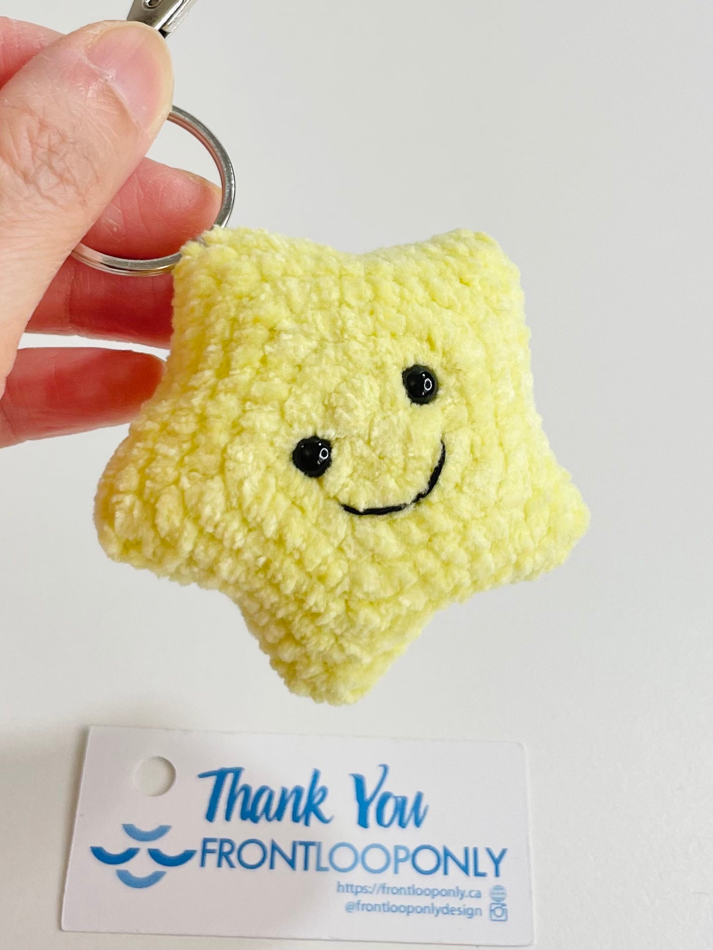 Crochet Star Keychain Plush | Smiling Face Bag Charm, Chenille Backpack Accessory
