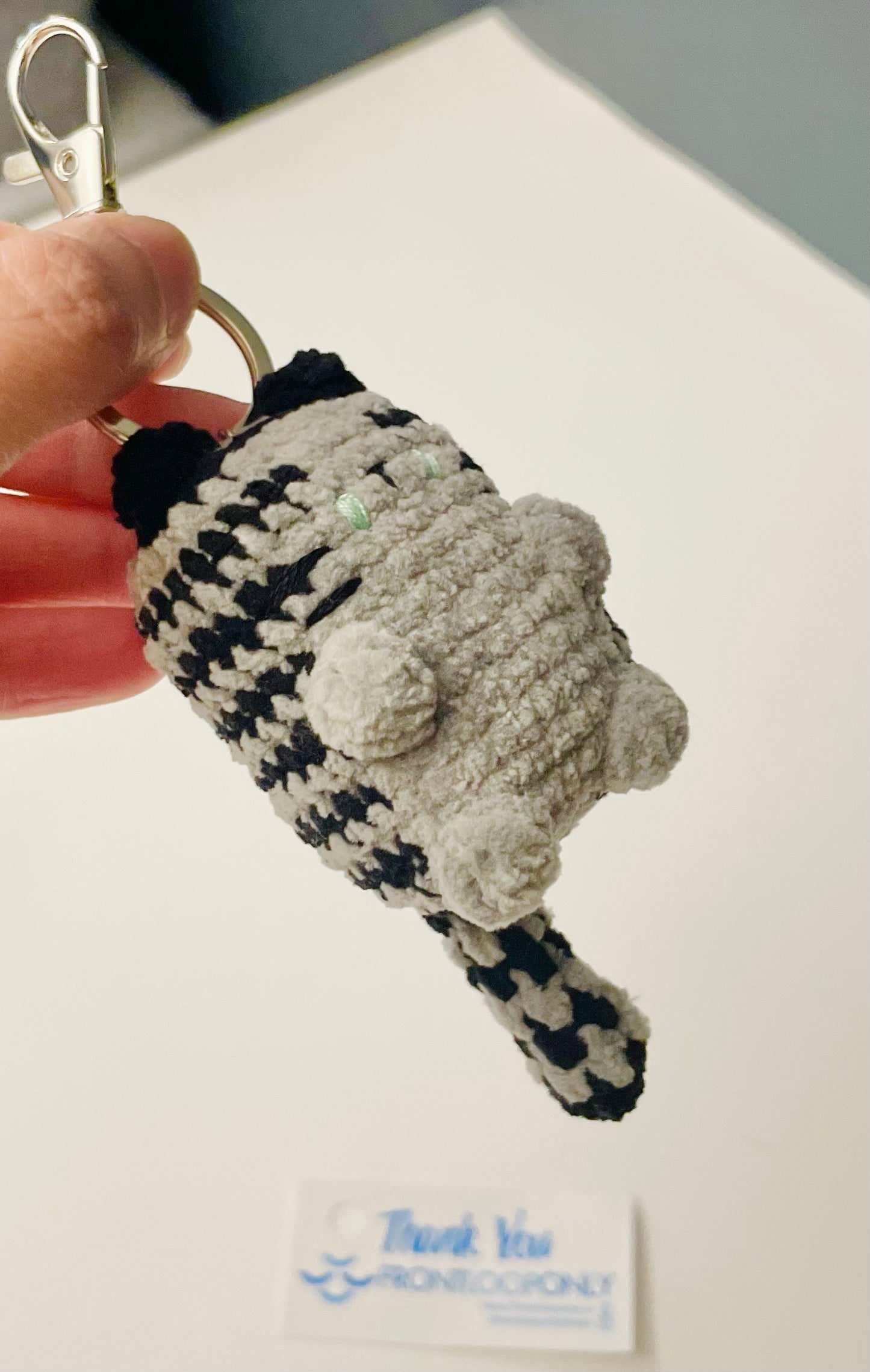Crochet Cat Keychain | Handmade Cat Charm | Plush Mini Cat Keyring | Custom Color Cat Gift for Cat Lovers