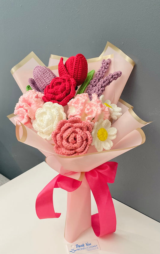 Crochet Flower Bouquet - Handmade Valentine Flowers