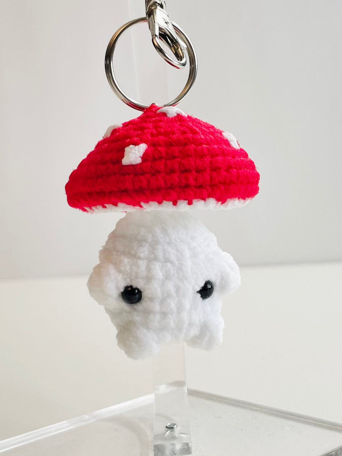 Crochet Mushroom Keychain, Pop Up Charm, Handmade Kawaii Bag Accessory, Forestcore Backpack, Keyring Gift