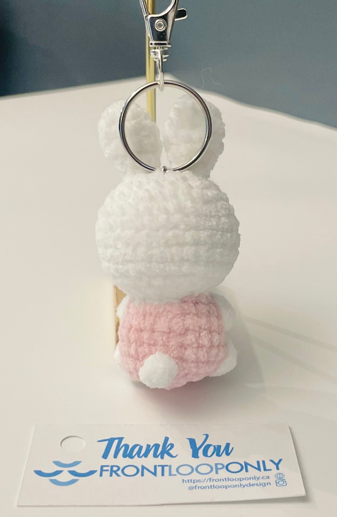 Crochet Bunny Keychain – Handmade Amigurumi Rabbit Bag Charm, Bunny Gift