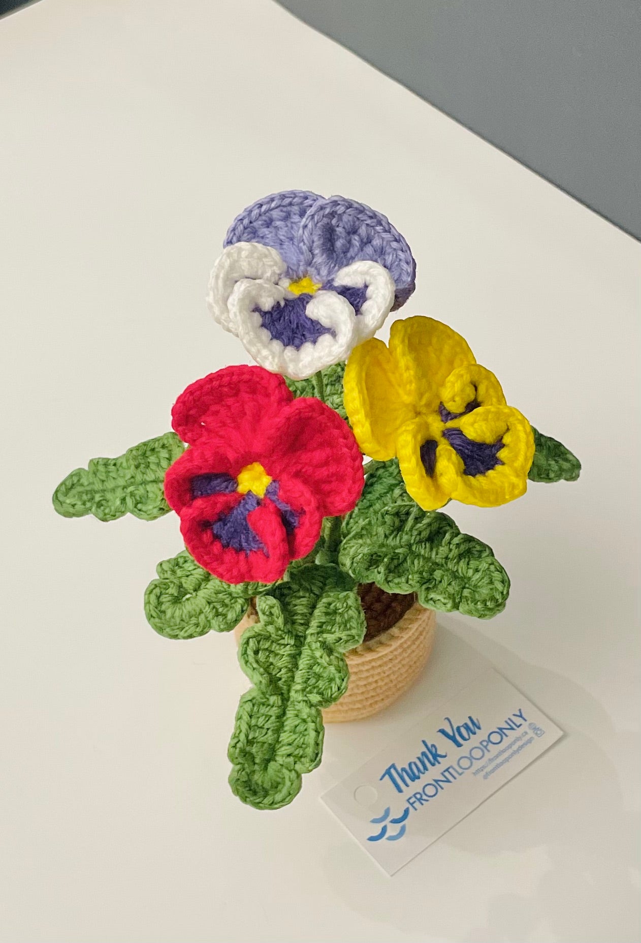Crochet Pansy Flower Pot – Botanical Home Décor