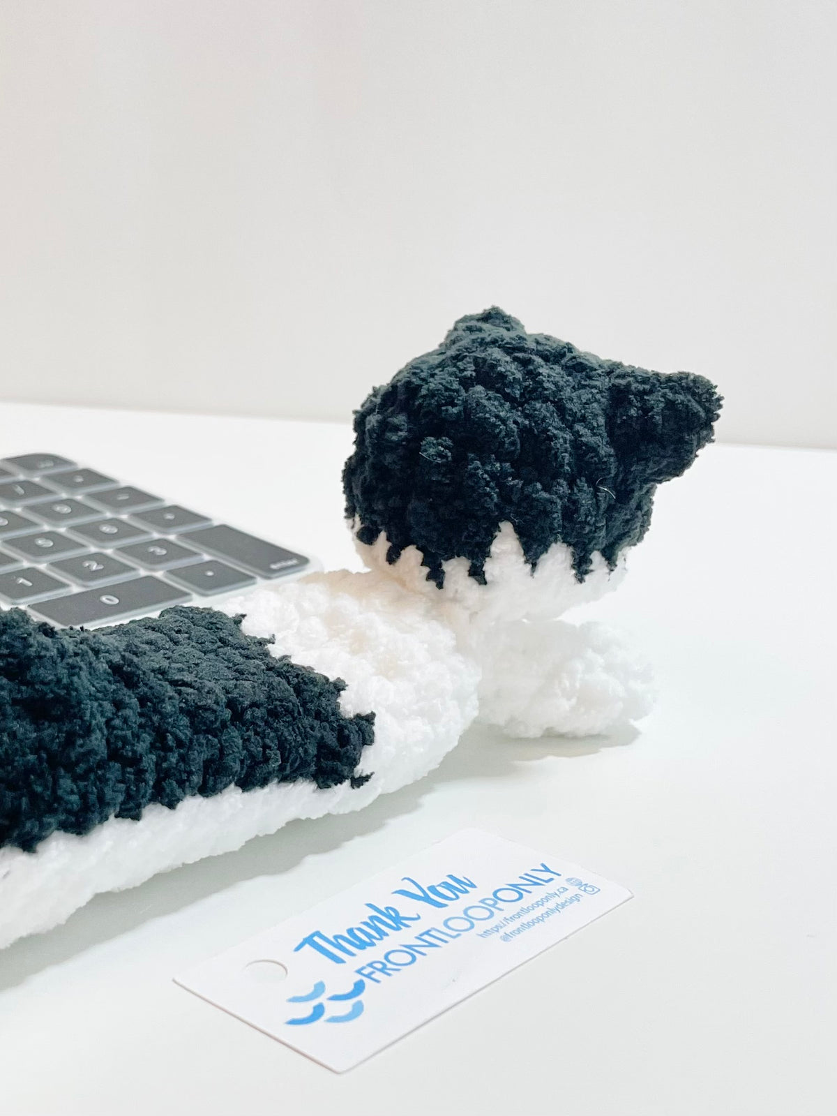 Handmade Crochet Cat Wrist Rest, Soft Office Desk Accessory (9 inches)