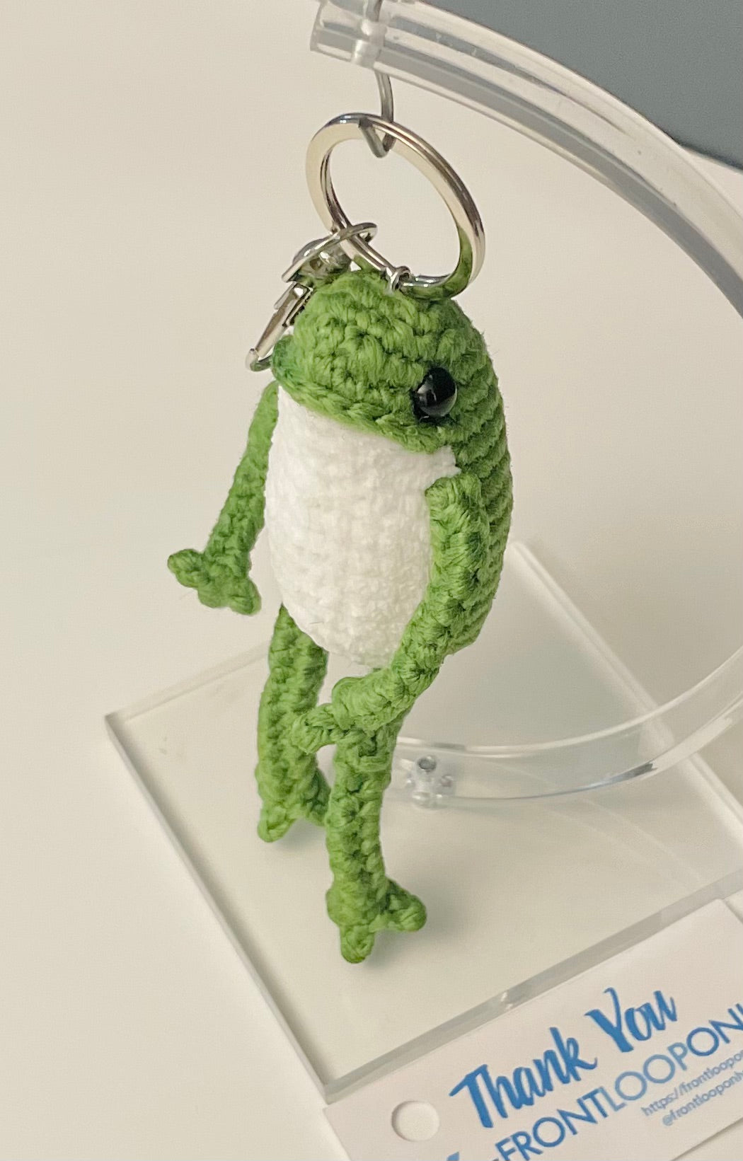 Crochet Frog Keychain - Handmade Frog Amigurumi, Cute Animal Bag Charm